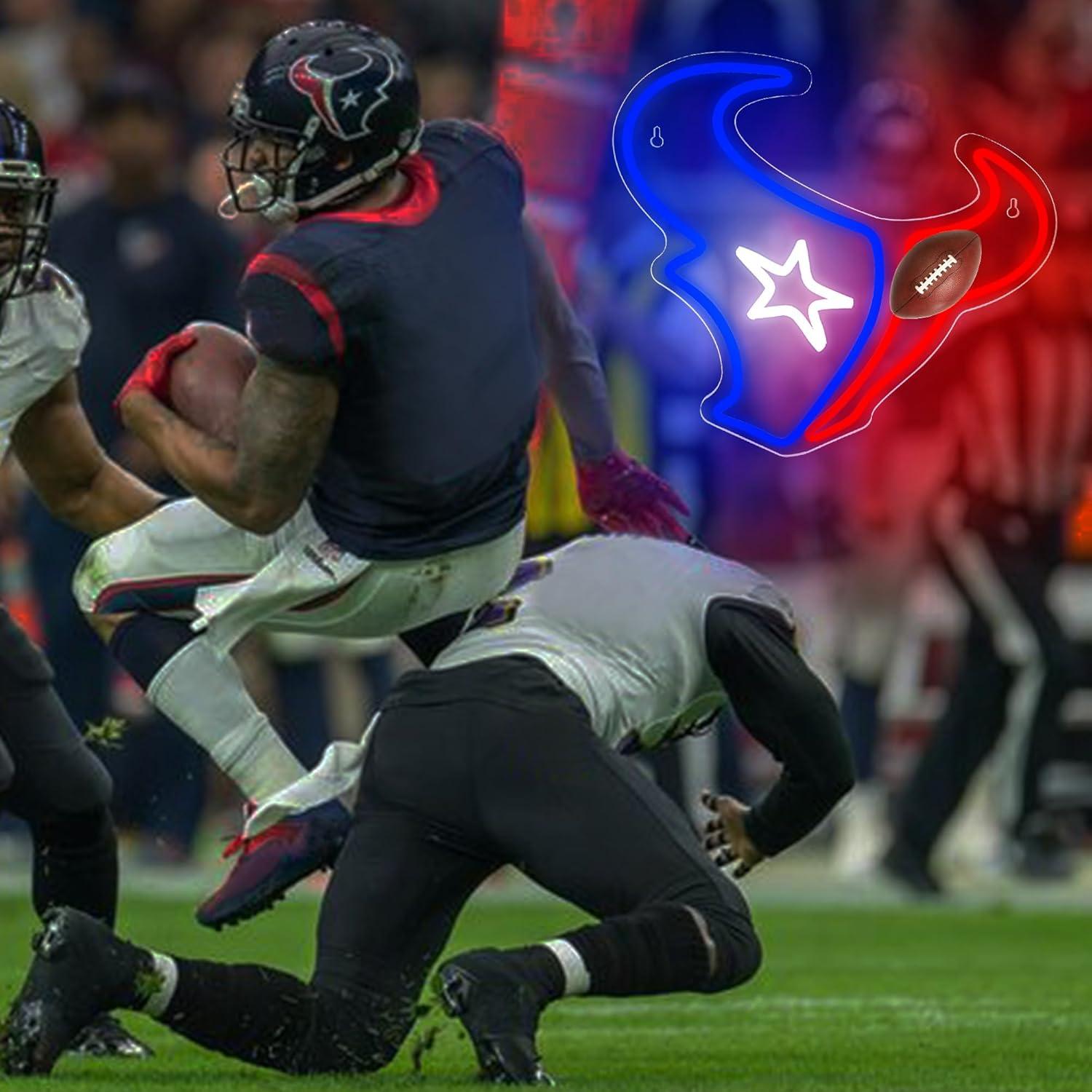 Luz de Neón de Fútbol Texano 31.4x34.2cm USB Azul y Rojo