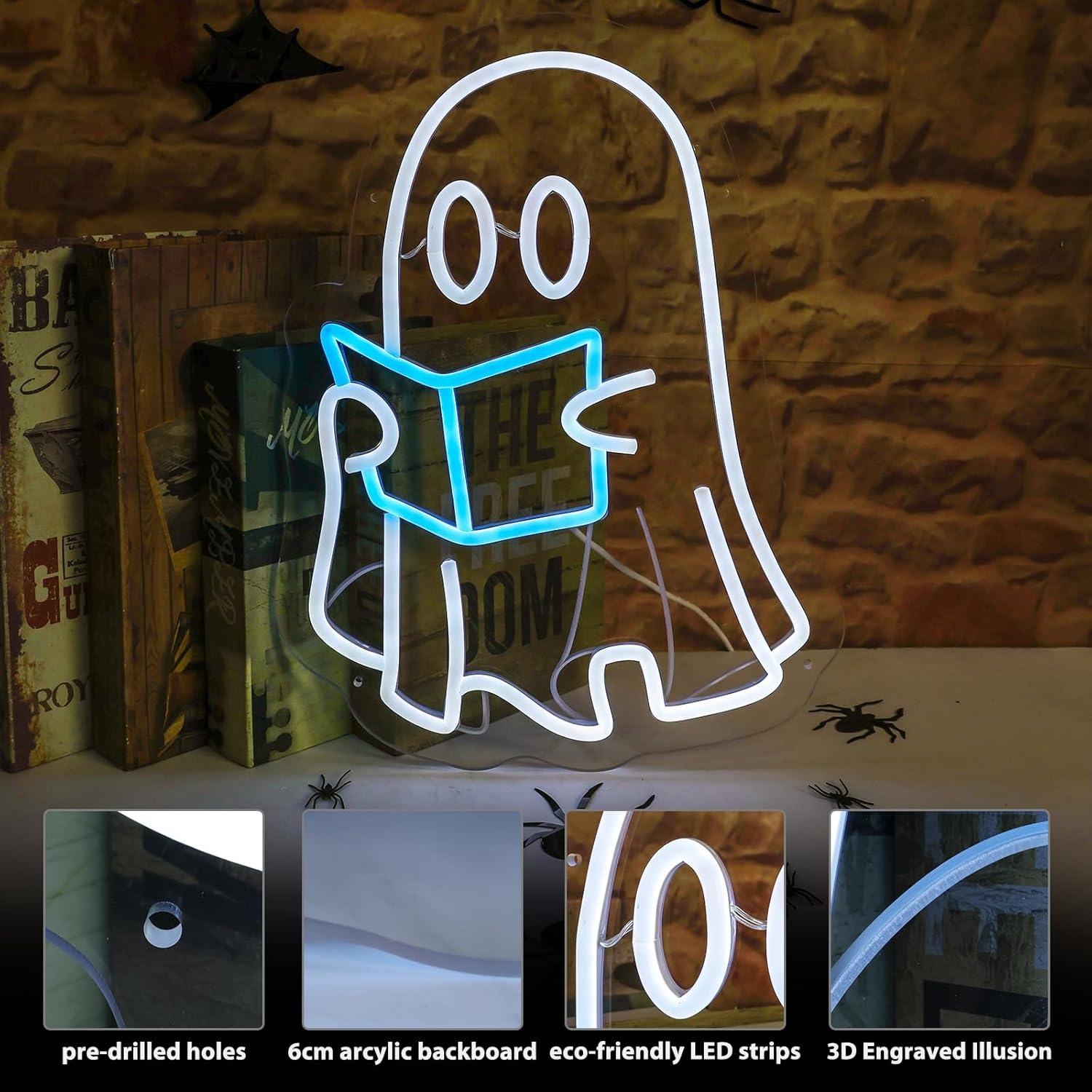 Luz de neón libro de lectura fantasma MinIeoh 25.4x22.9cm