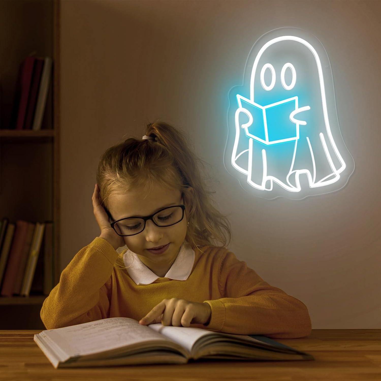 Luz de neón libro de lectura fantasma MinIeoh 25.4x22.9cm