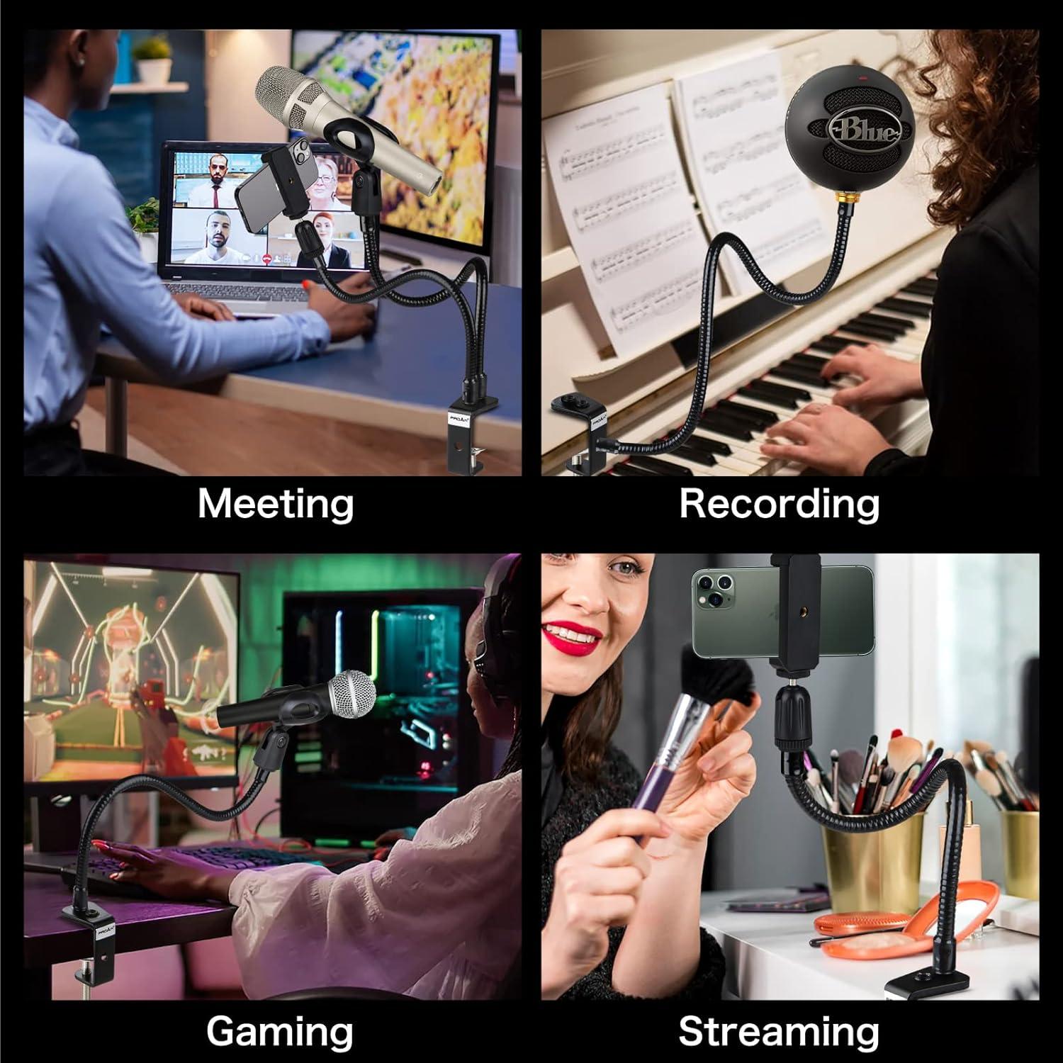 Soporte de Micrófono de Escritorio PROAR 33cm Brazo Flexible