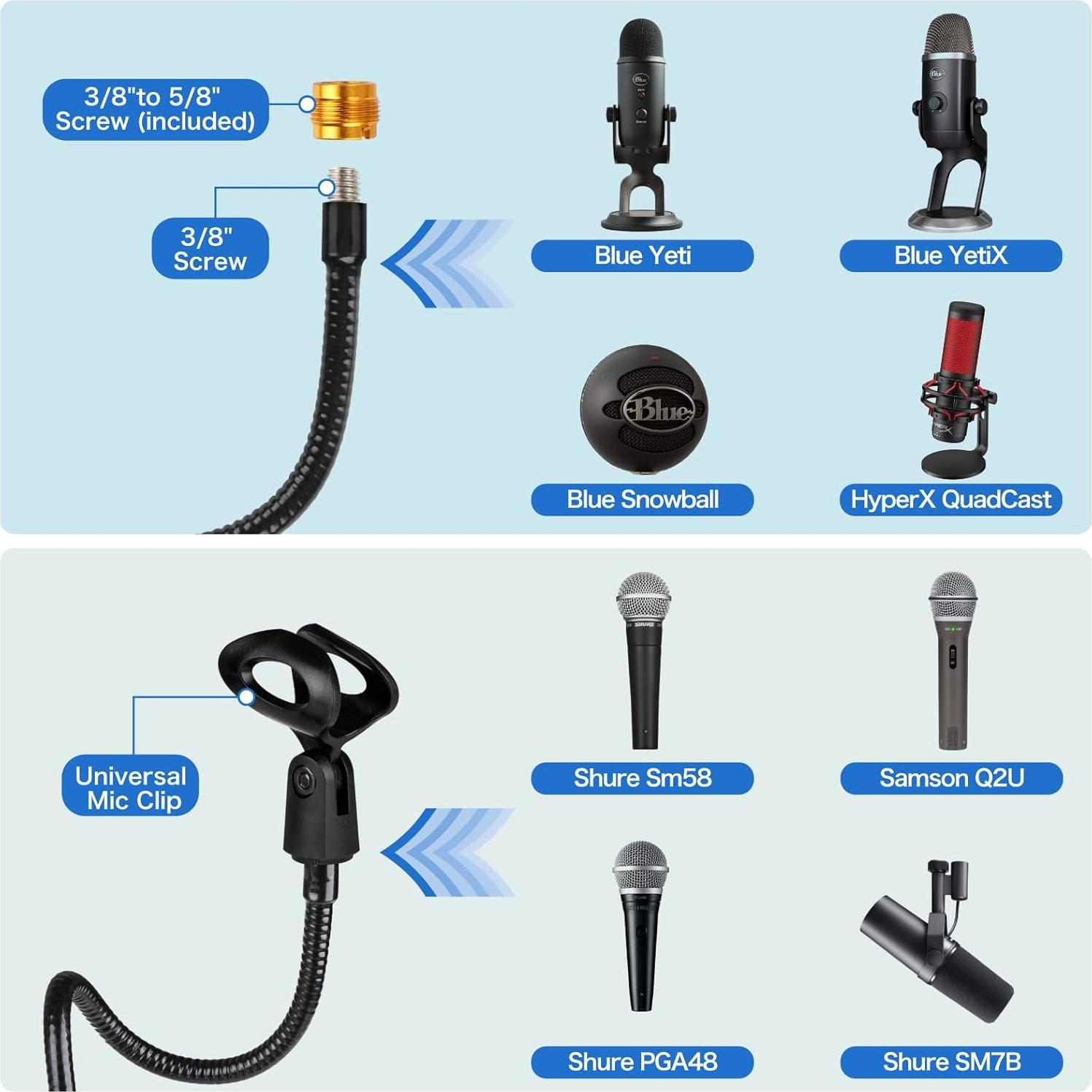 Soporte de Micrófono de Escritorio PROAR 33cm Brazo Flexible