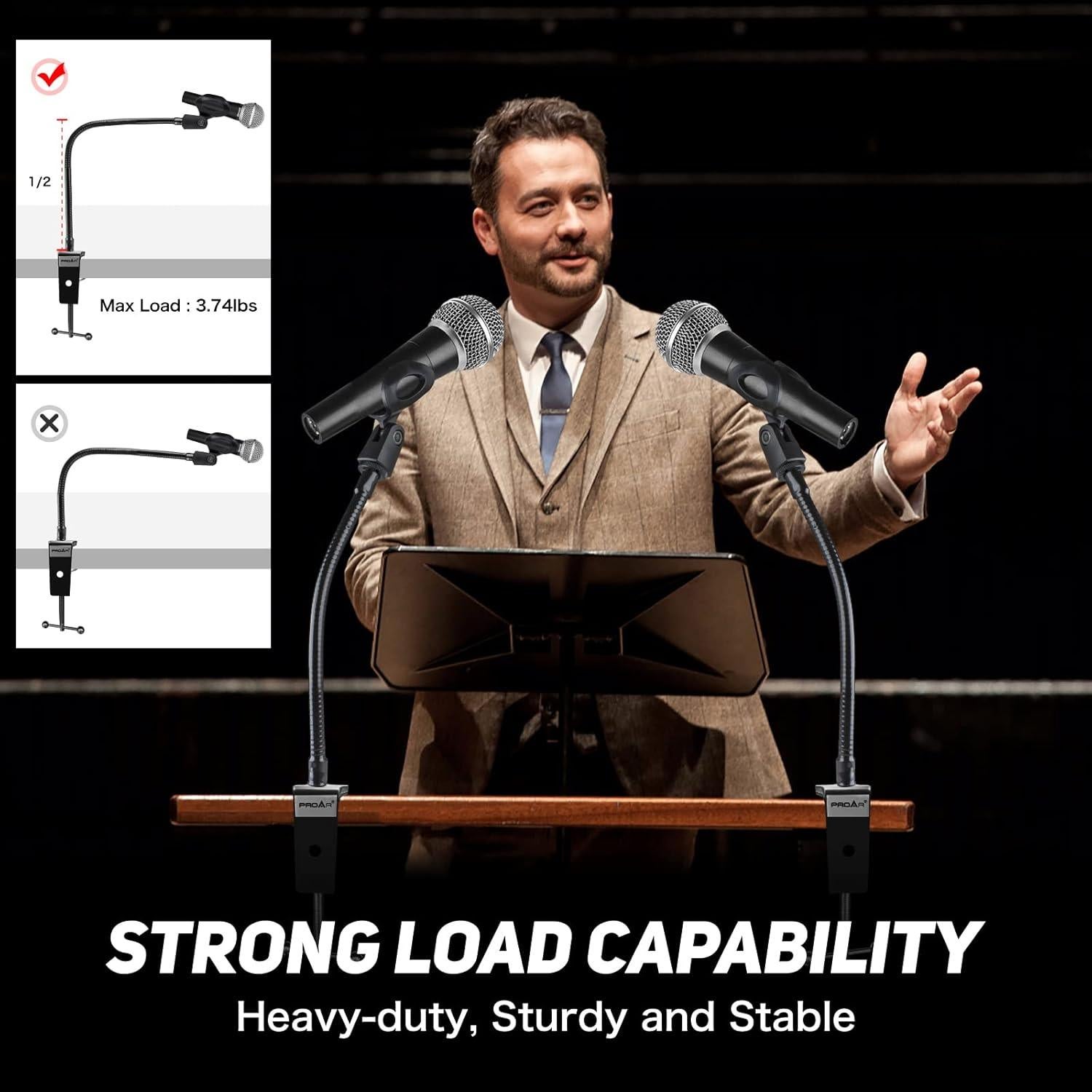 Soporte de Micrófono de Escritorio PROAR 33cm Brazo Flexible