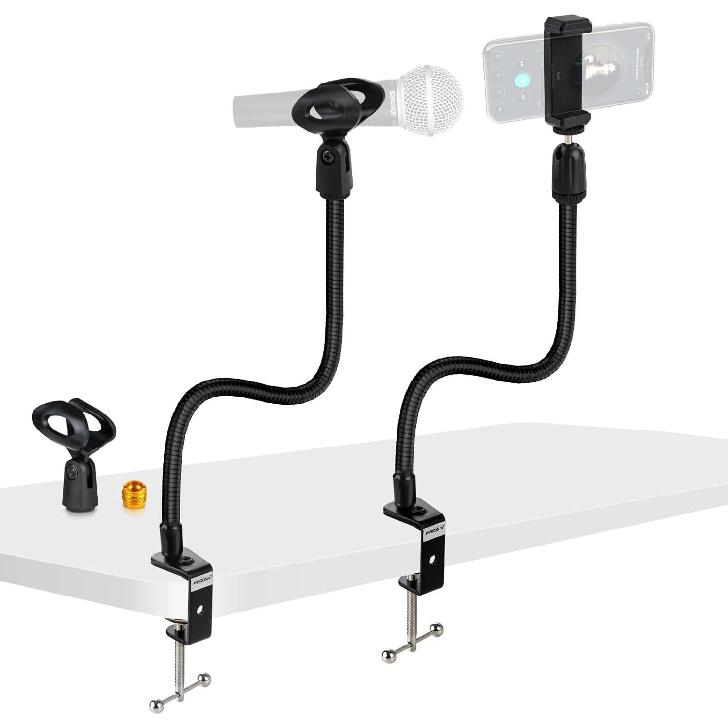 Soporte de Micrófono de Escritorio PROAR 33cm Brazo Flexible