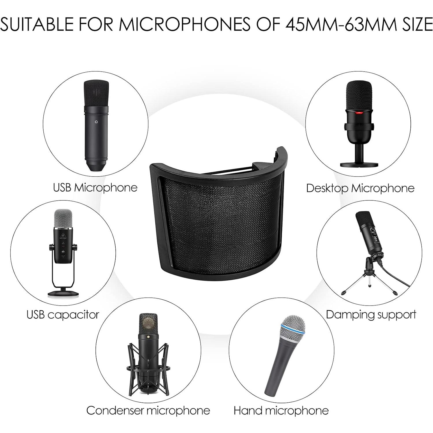 Filtro Antipop Microfono T-Tech 3 Capas Compatible Sennheiser