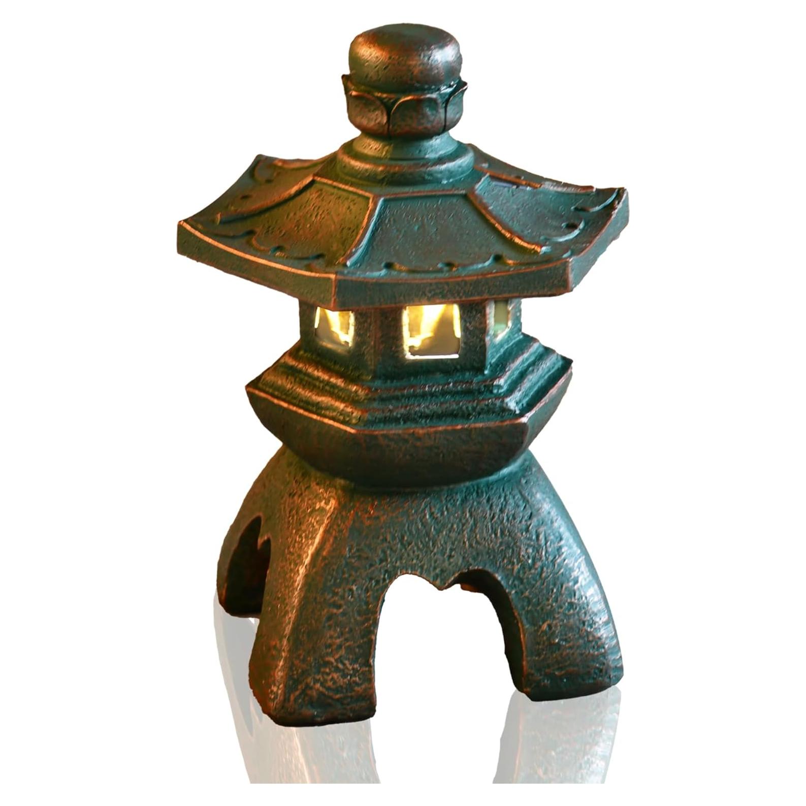 Estatua de Jardín Nacome Solar Pagoda 26.5x19.5cm Cobre