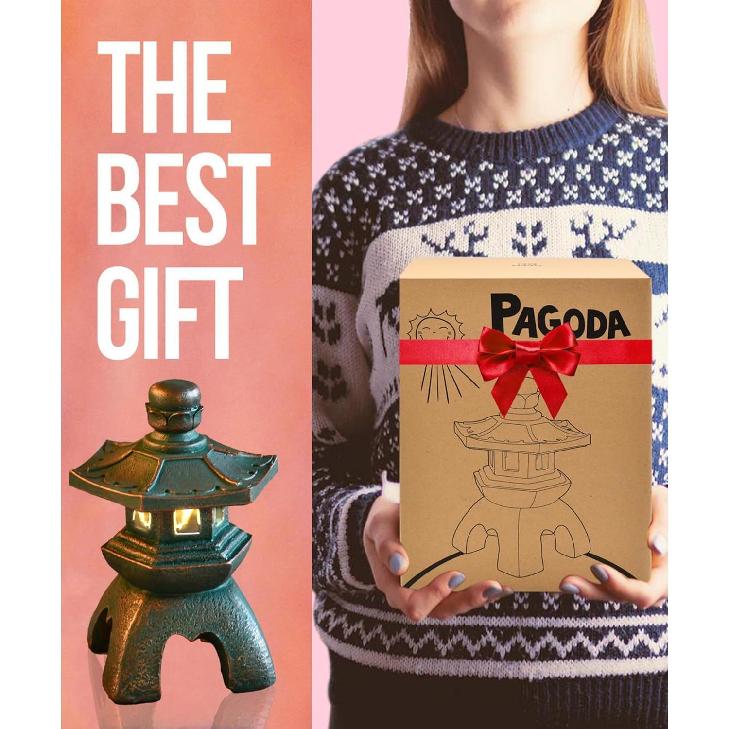 Estatua de Jardín Nacome Solar Pagoda 26.5x19.5cm Cobre