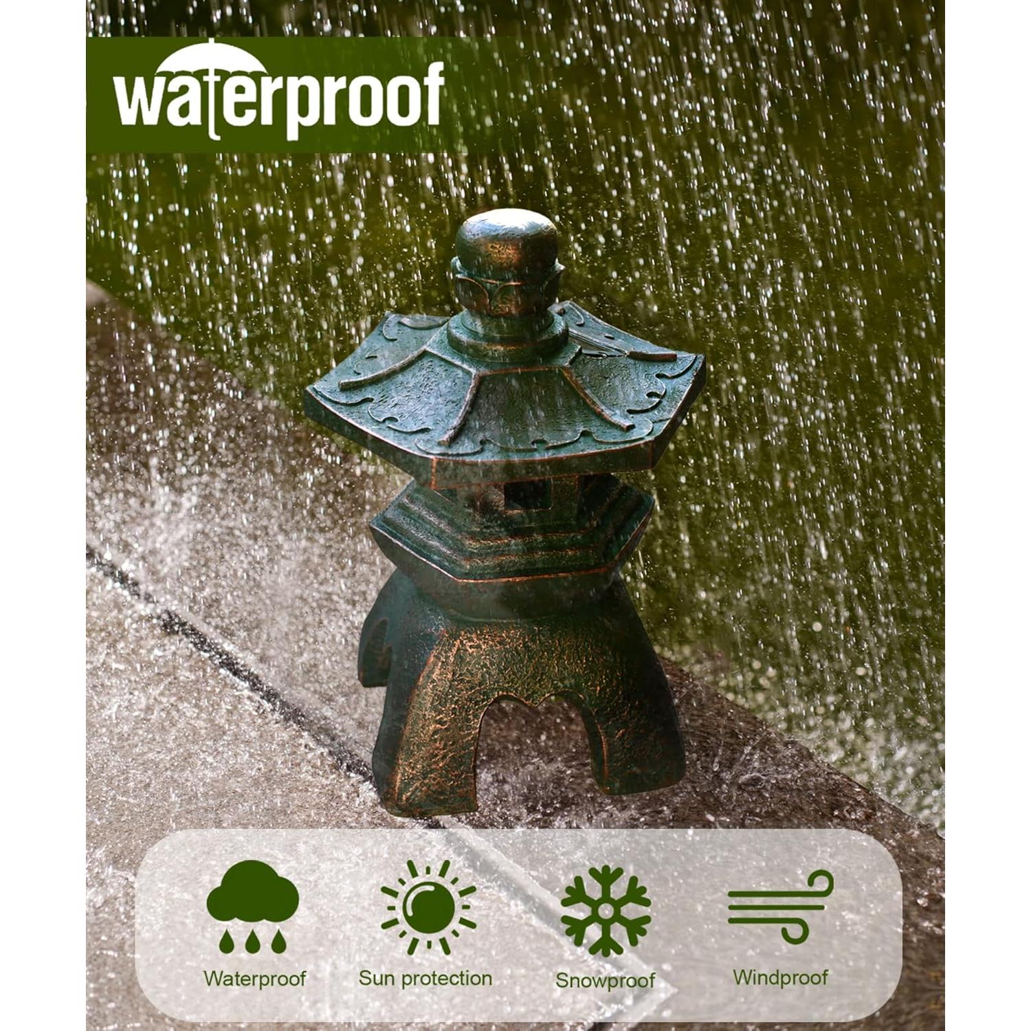 Estatua de Jardín Nacome Solar Pagoda 26.5x19.5cm Cobre