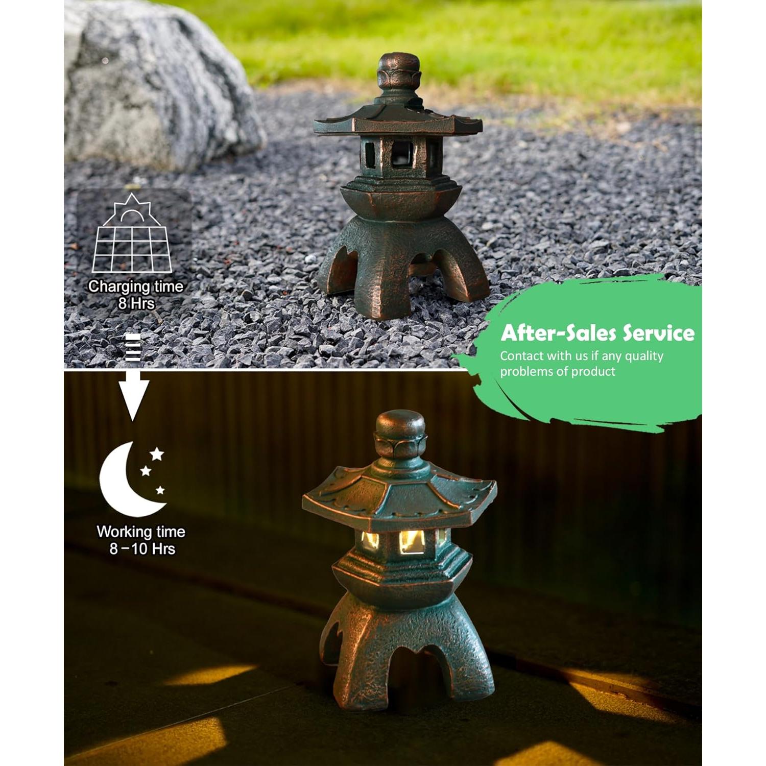 Estatua de Jardín Nacome Solar Pagoda 26.5x19.5cm Cobre