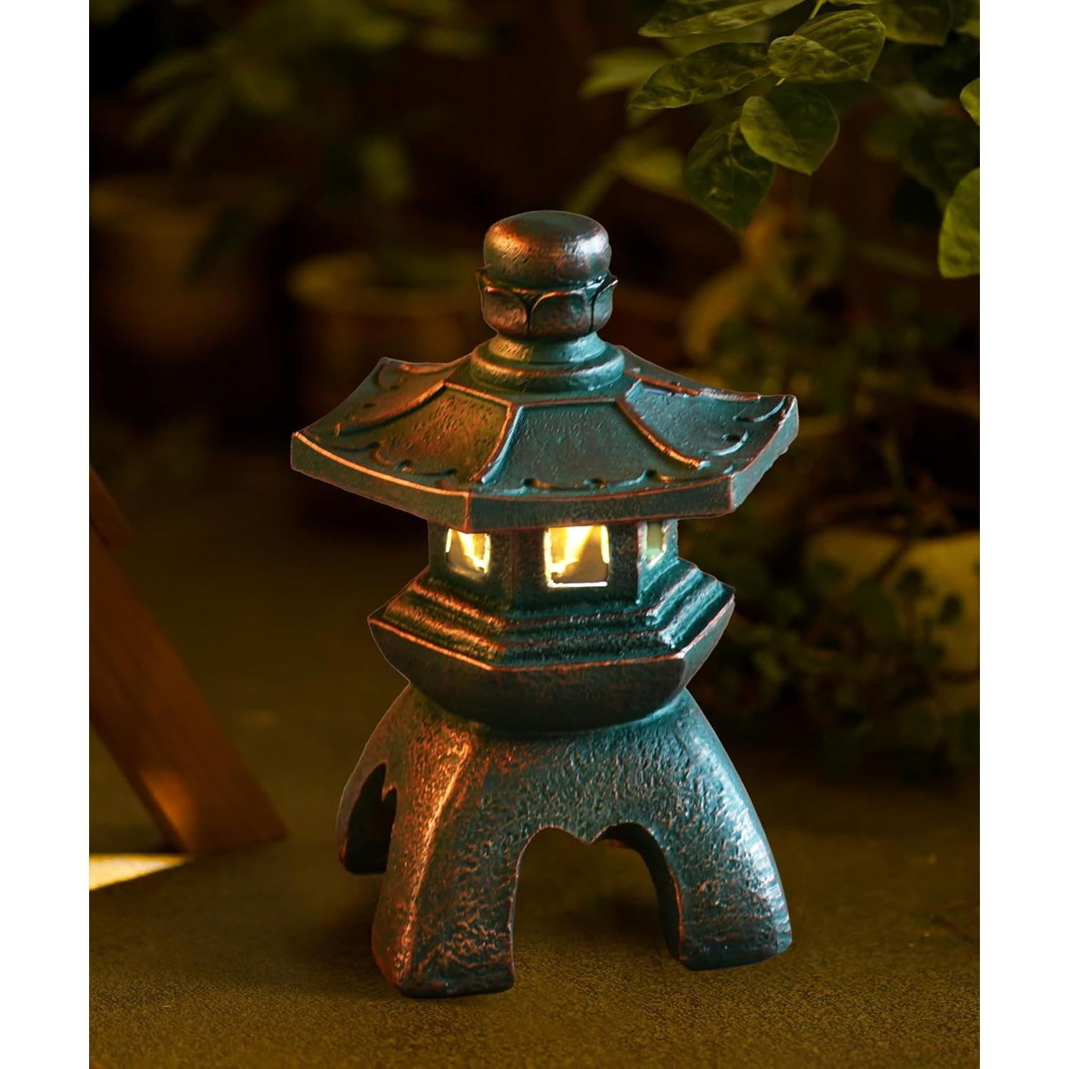 Estatua de Jardín Nacome Solar Pagoda 26.5x19.5cm Cobre