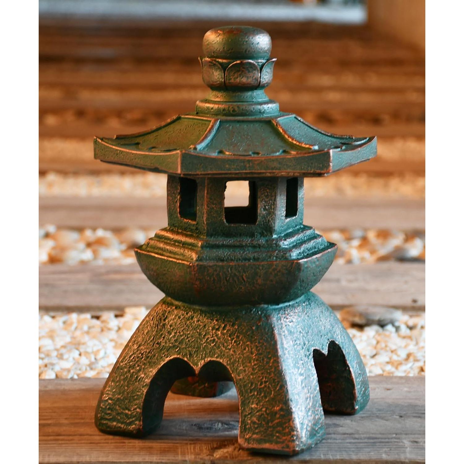 Estatua de Jardín Nacome Solar Pagoda 26.5x19.5cm Cobre