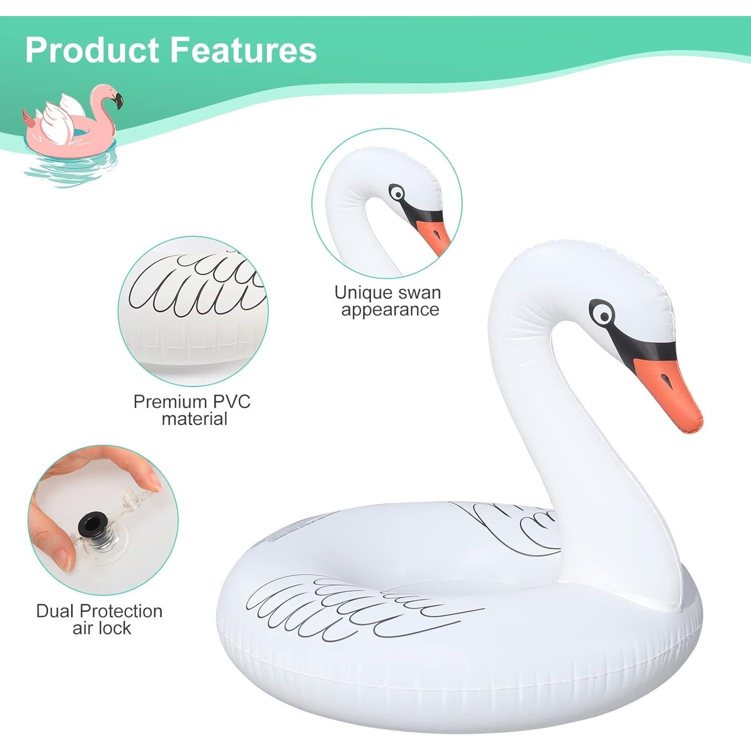 Flotador de piscina inflable FlyfreeU cisne con luces LED 106 cm