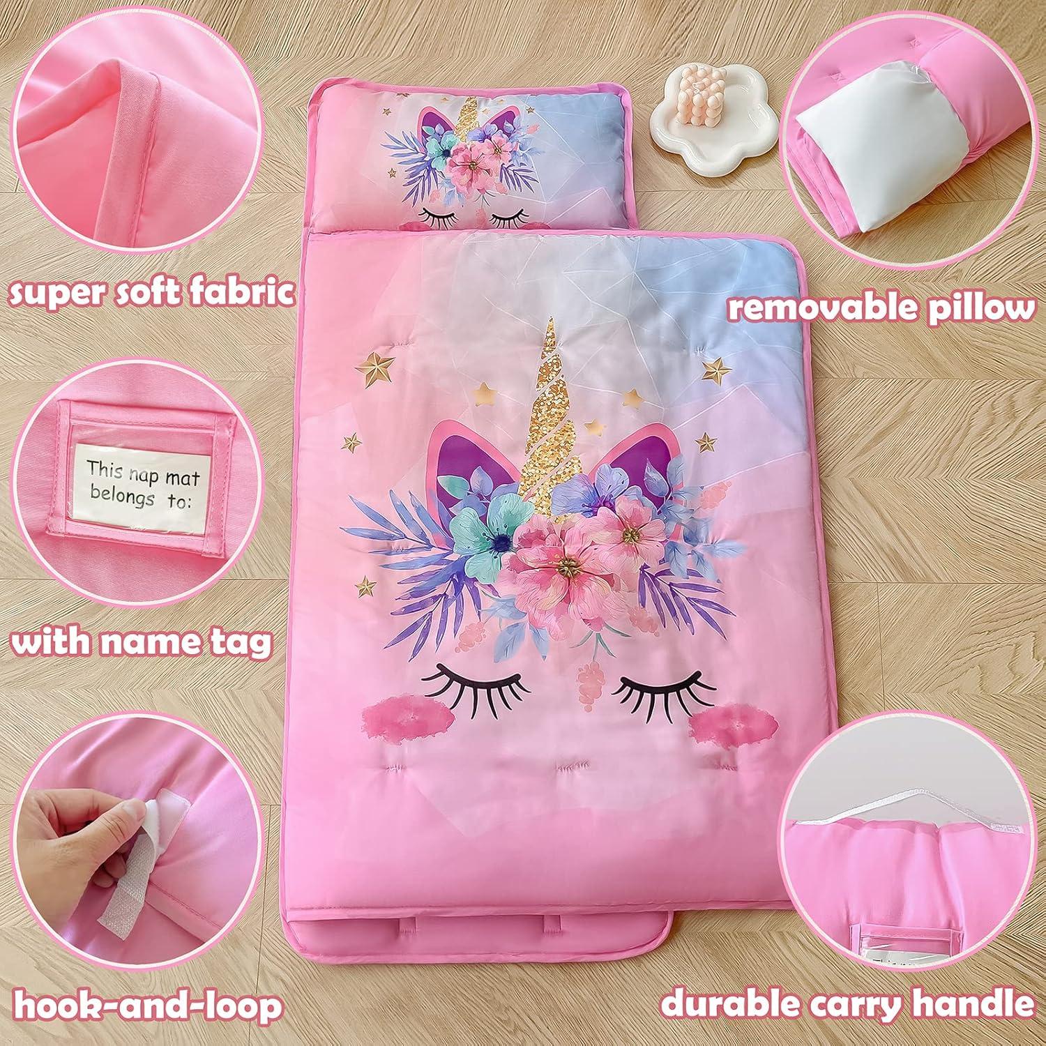 Esteras para Siesta Rosa Unicornio KINBEDY 127x51cm con Almohada