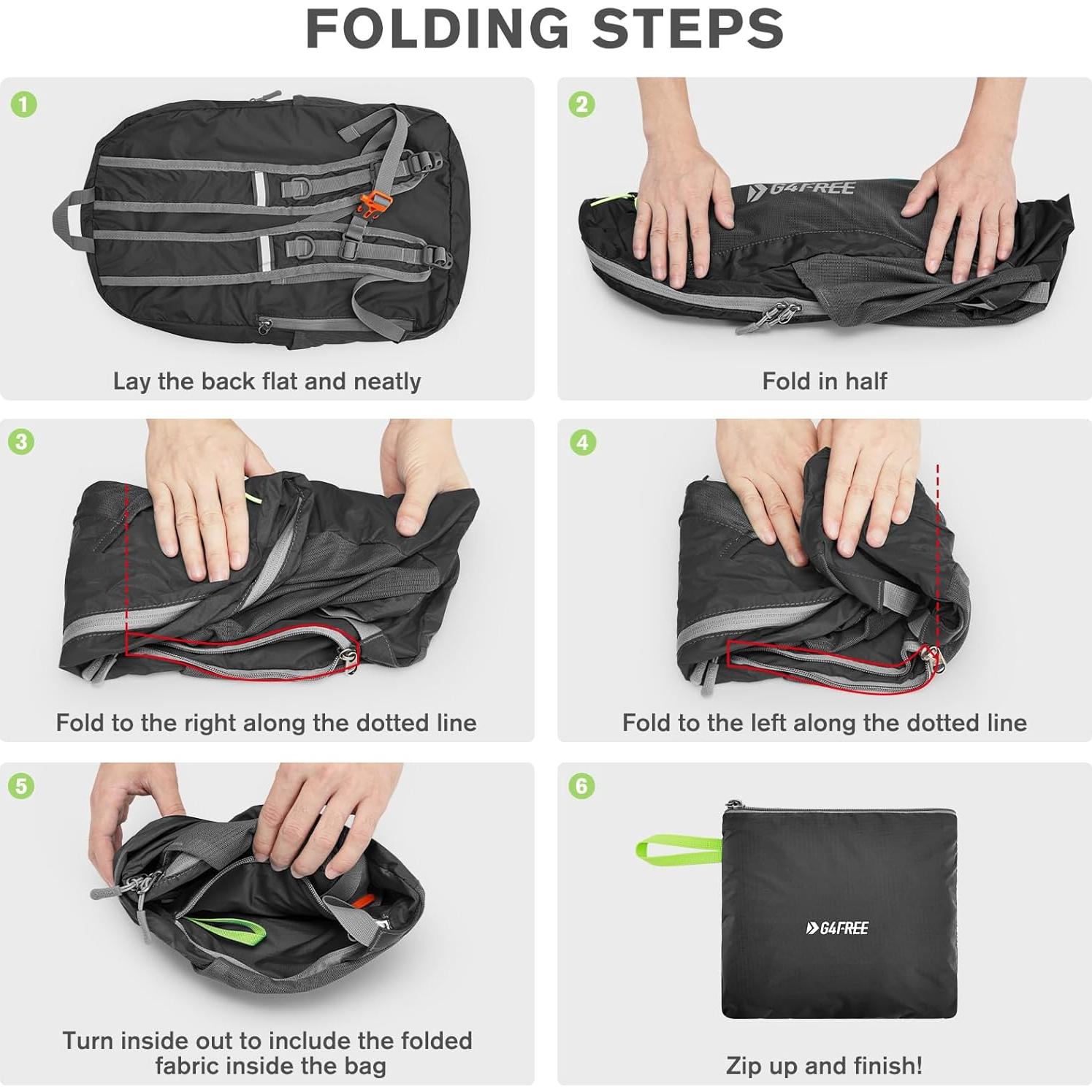 Mochila Plegable G4Free 24L Resistente al Agua para Senderismo