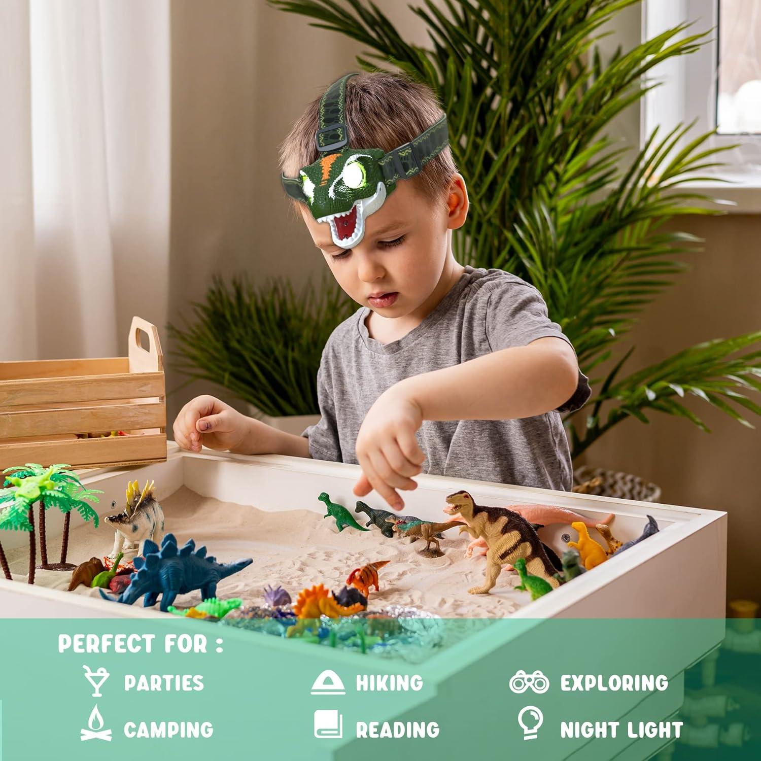 Linterna Frontal LED SEVENKA para Niños - Dinosaurio, 97g