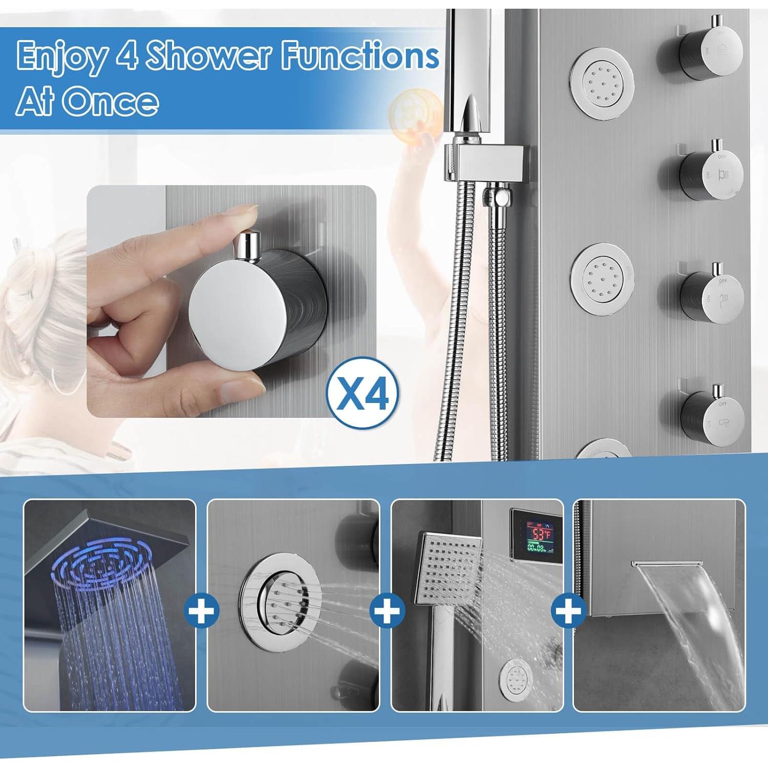 Torre de Ducha ROVOGO Unibody Acero Inoxidable 304 LED