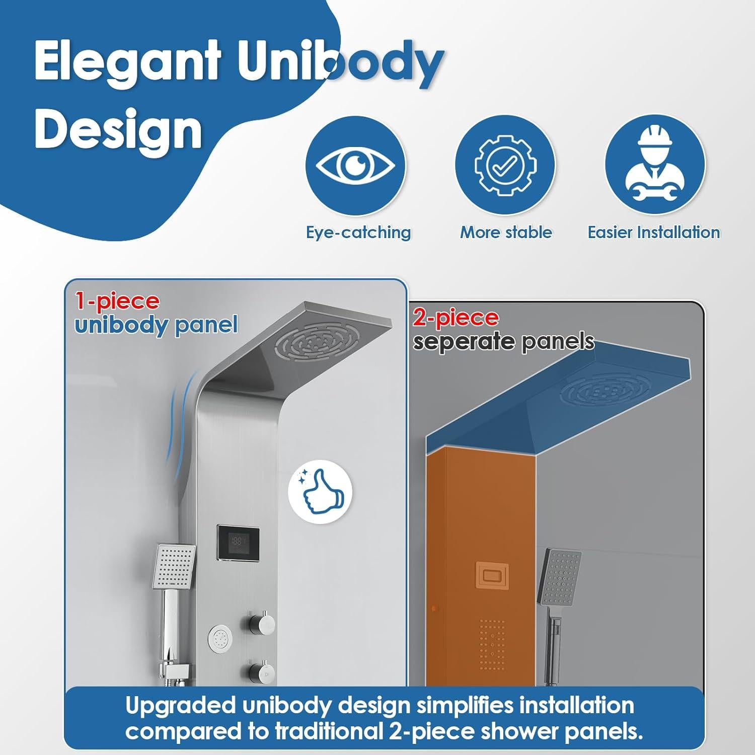 Torre de Ducha ROVOGO Unibody Acero Inoxidable 304 LED