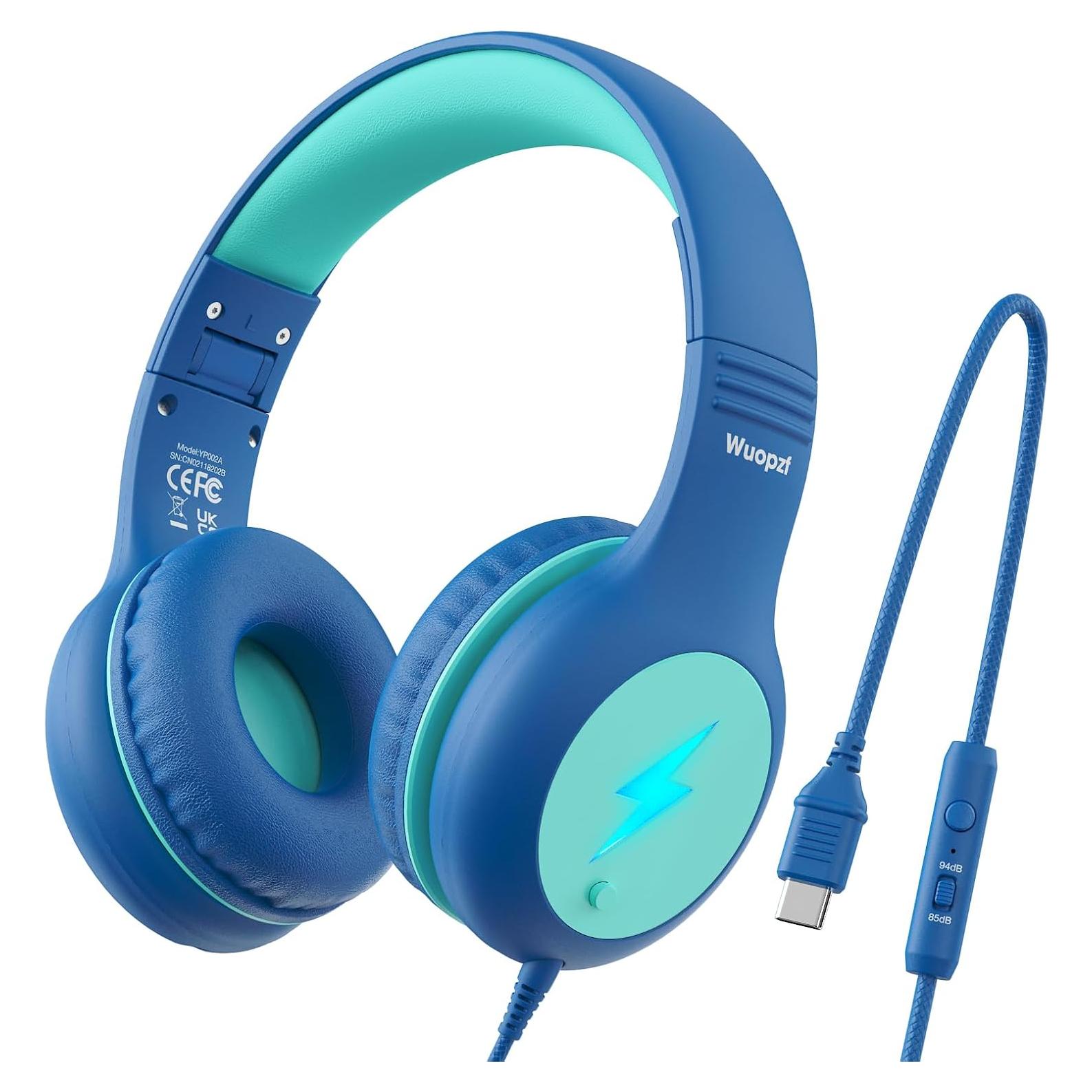 Auriculares USB C Niños Wuopzf con Limitador de Volumen y LED