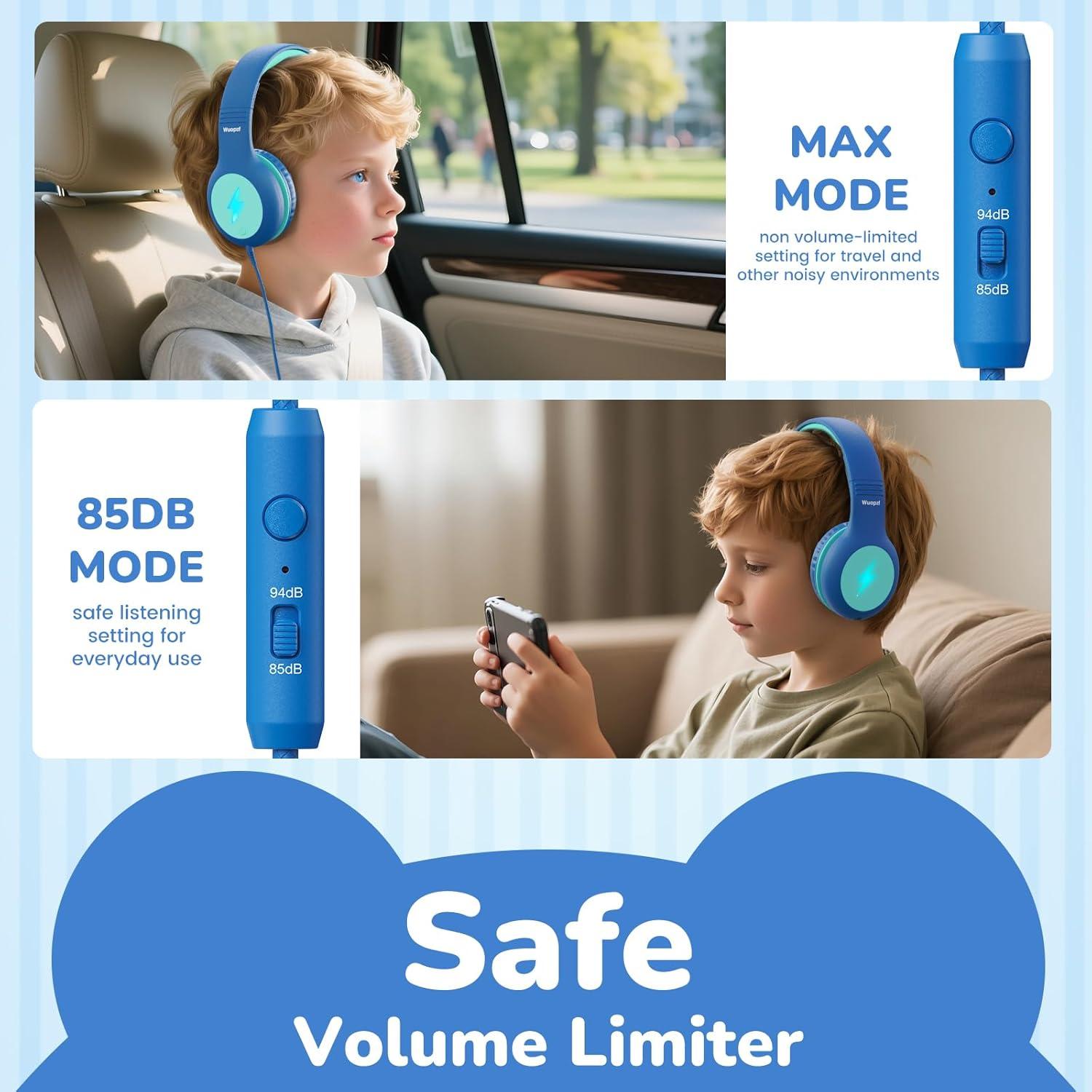 Auriculares USB C Niños Wuopzf con Limitador de Volumen y LED