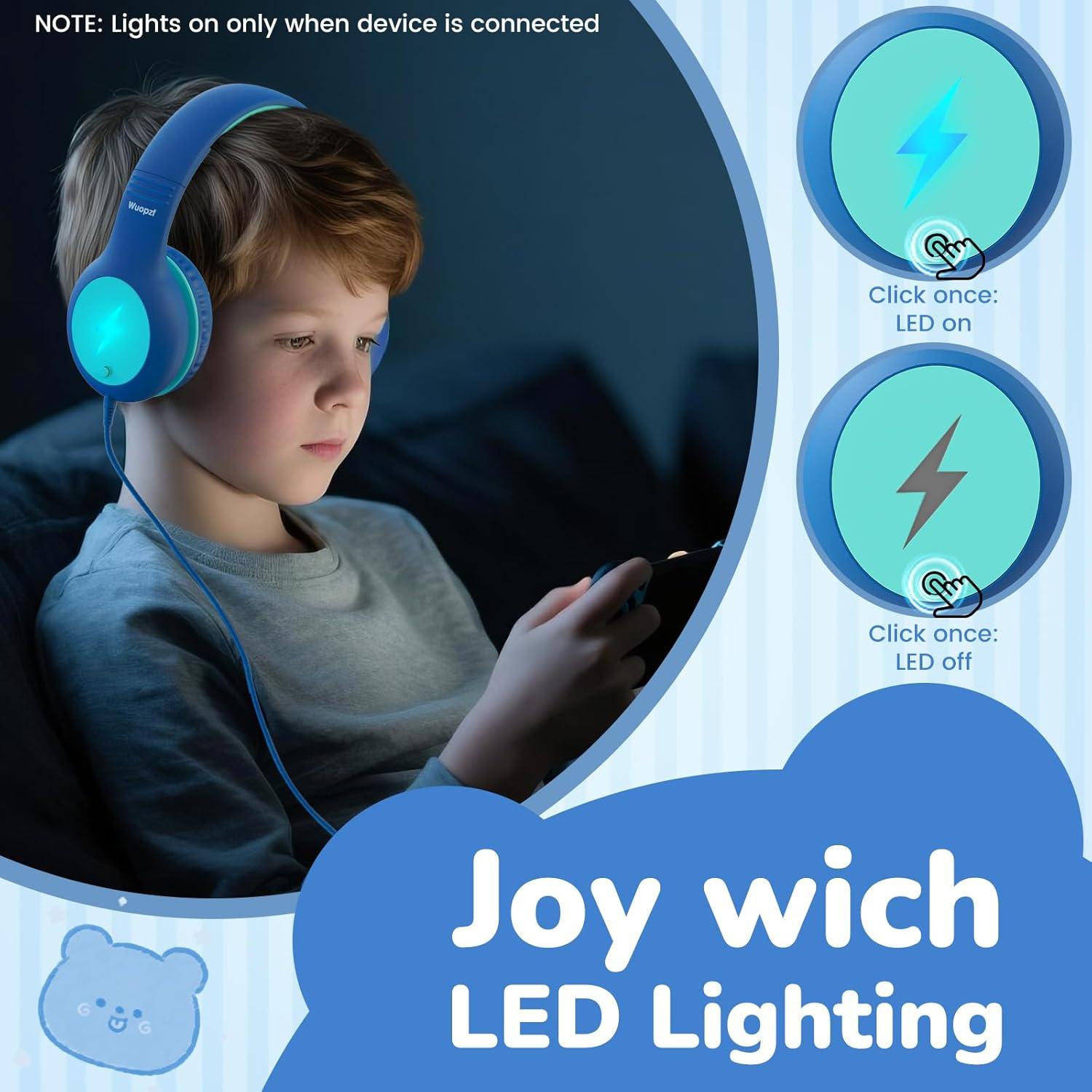 Auriculares USB C Niños Wuopzf con Limitador de Volumen y LED