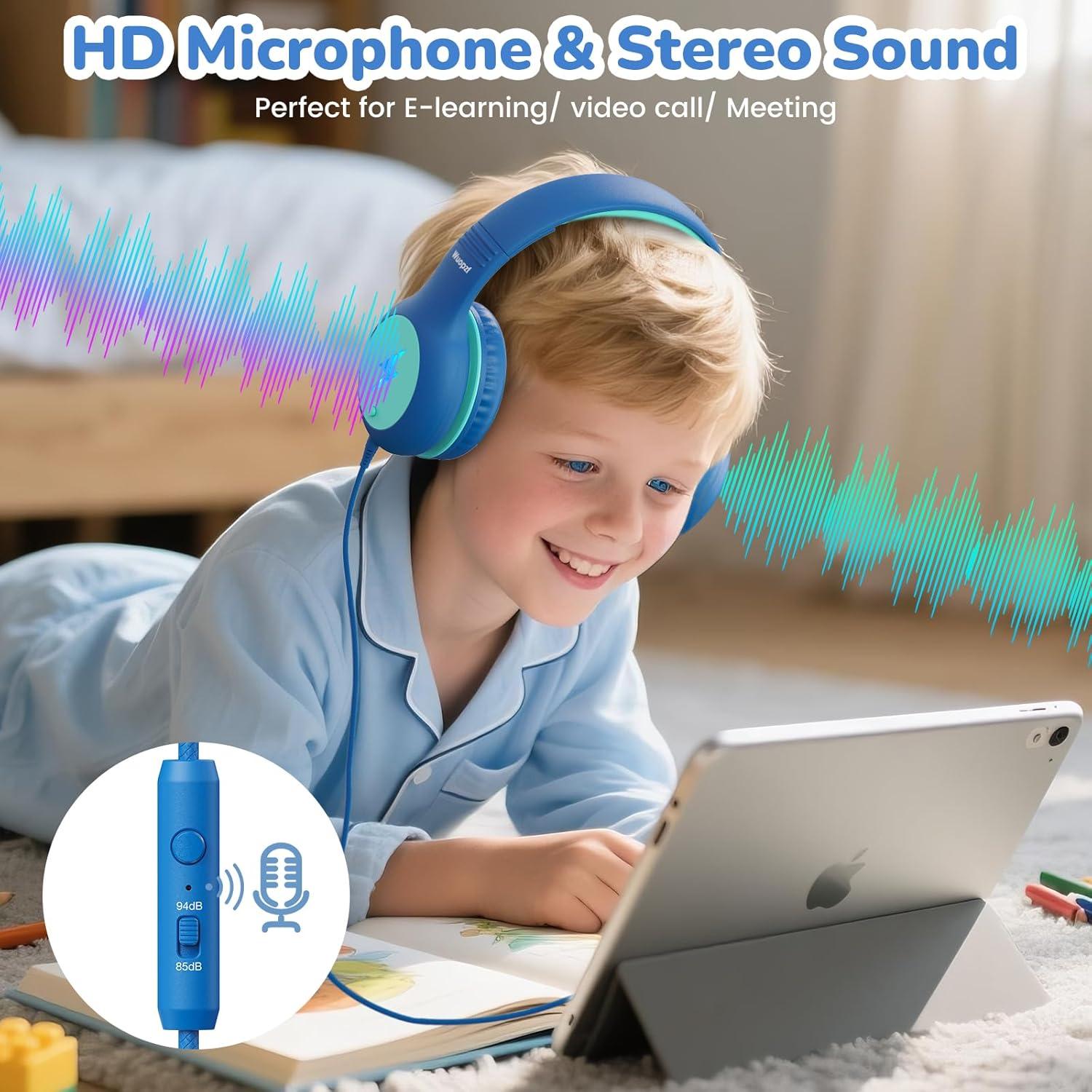 Auriculares USB C Niños Wuopzf con Limitador de Volumen y LED