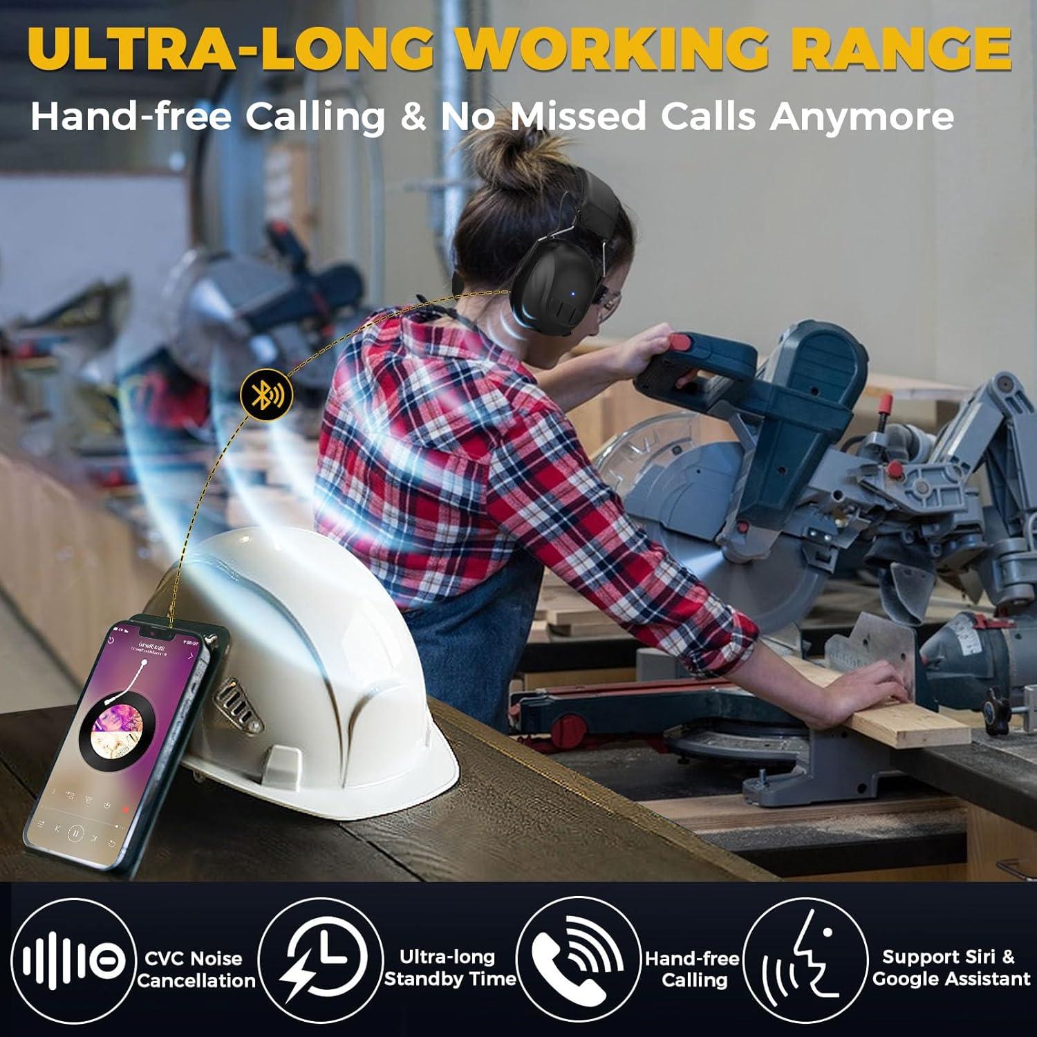 Auriculares de Protección Auditiva Bluetooth 5.4 30dB Negro