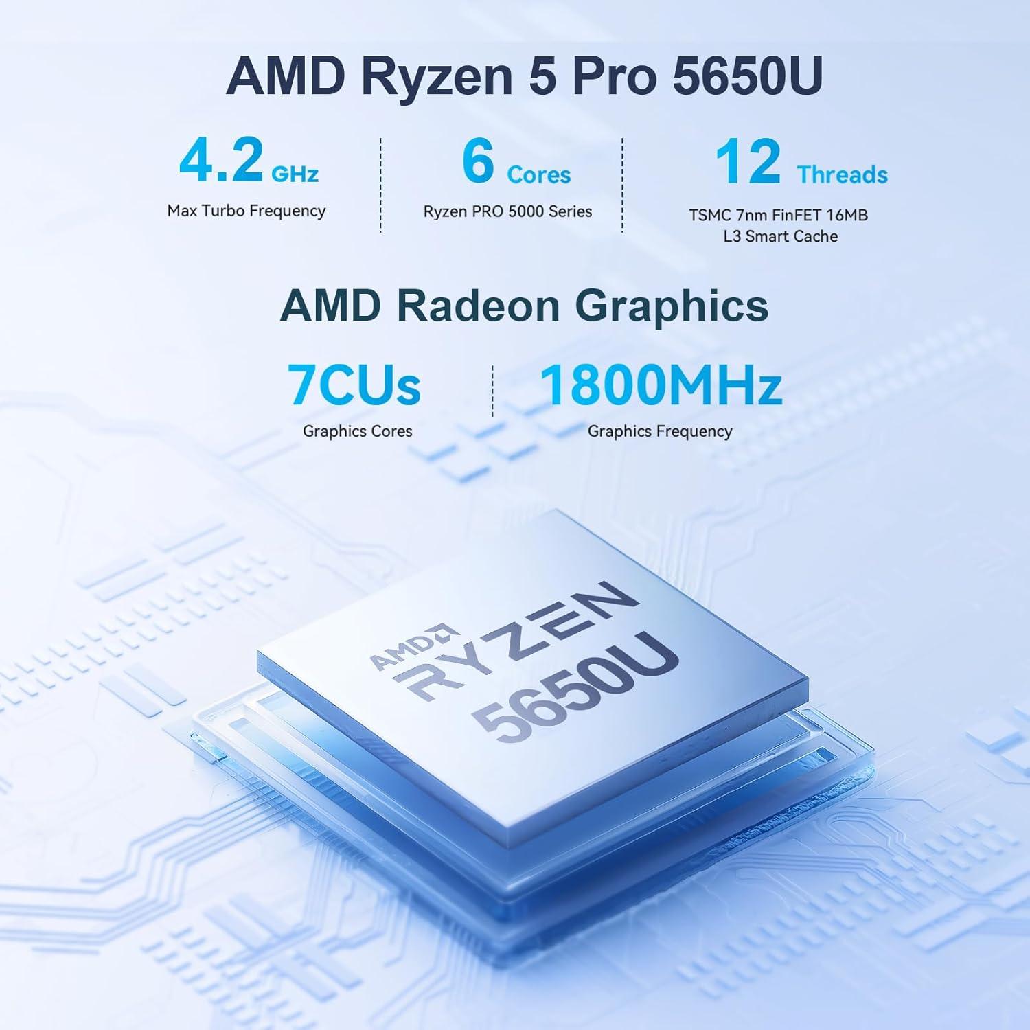 Mini PC Beelink EQR5 Ryzen 5 Pro 8GB 500GB SSD Doble LAN