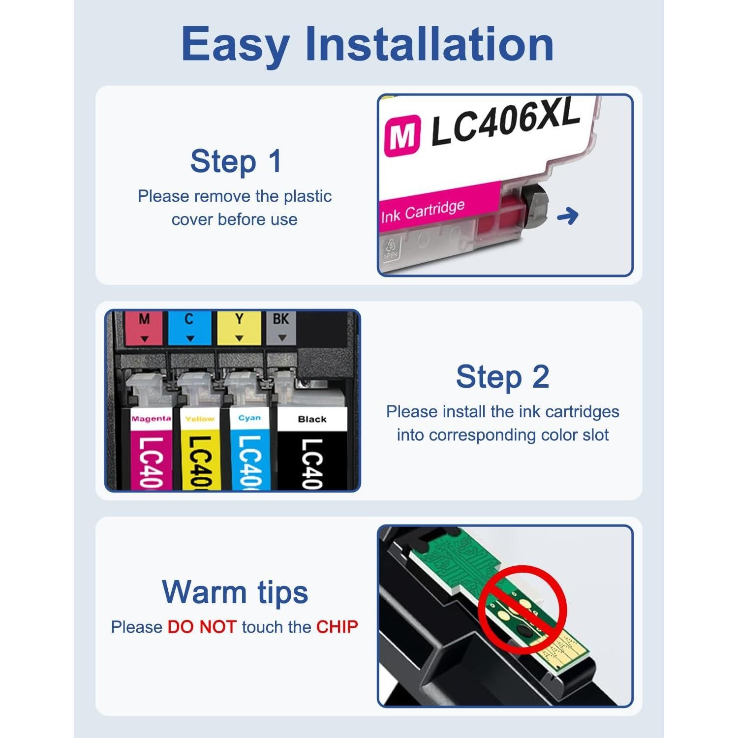 Paquete de 5 Cartuchos de Tinta LC406XL Compatibles Brother