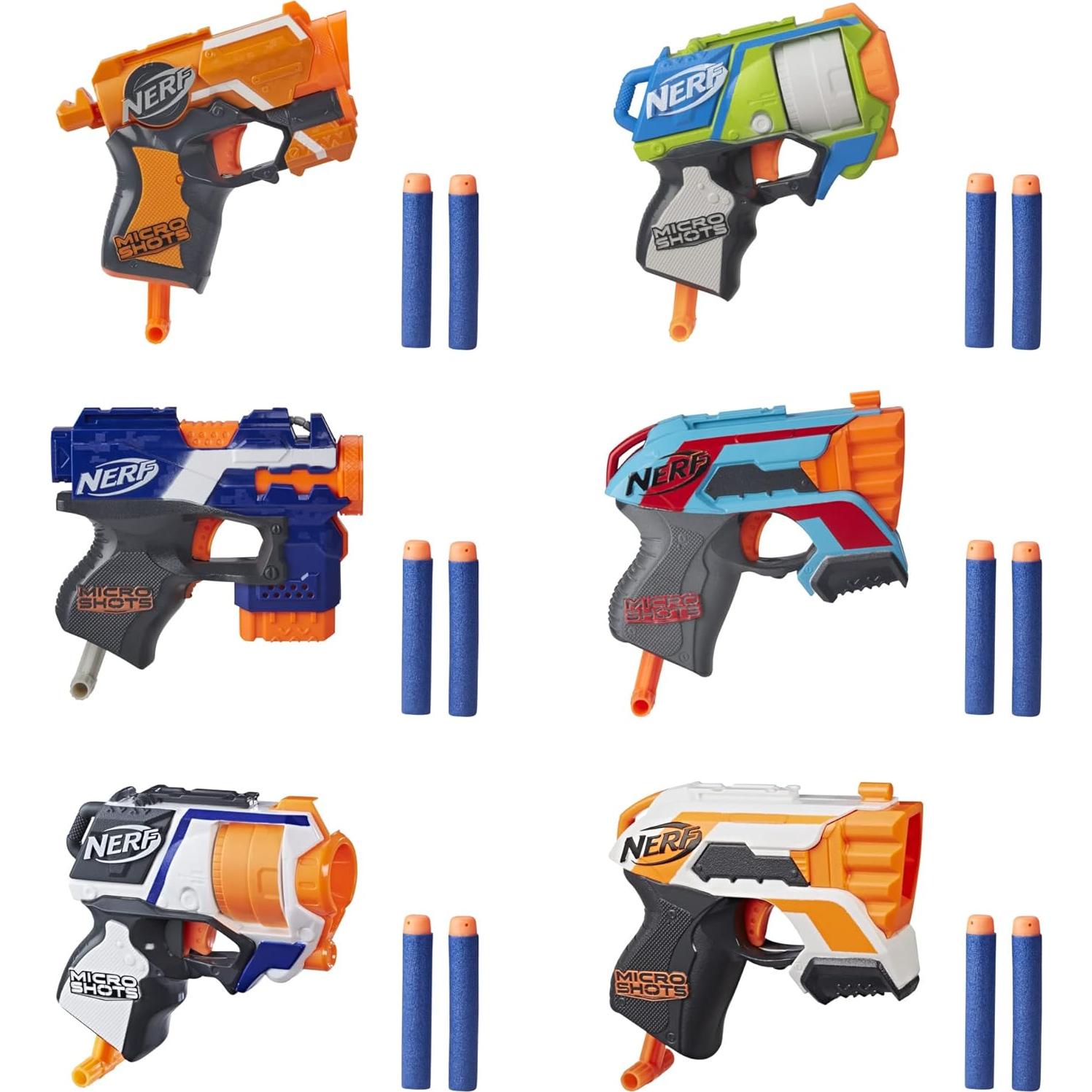 Paquete de 6 Blasters NERF MicroShots con 6 Dardos Elite