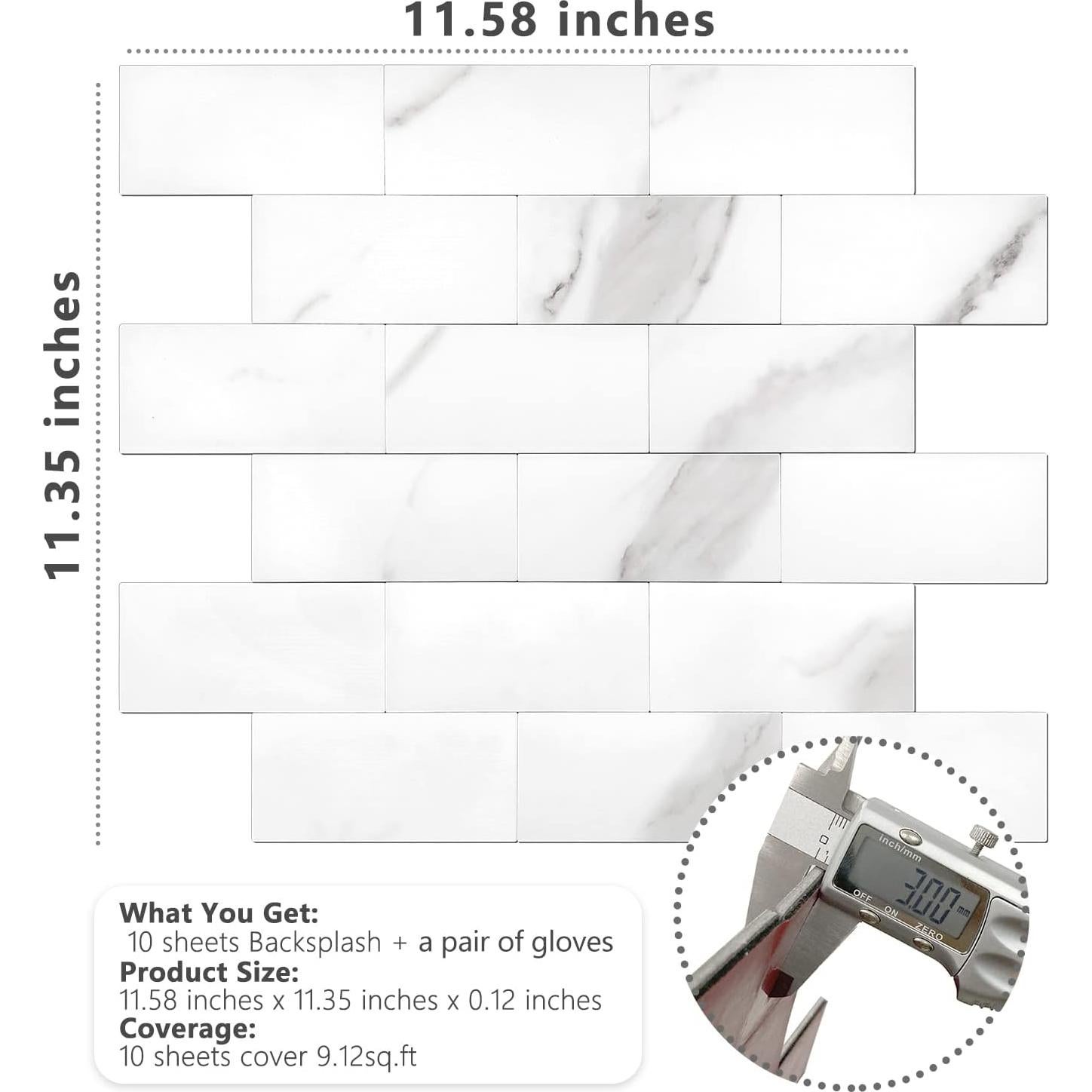 Azulejos Autoadhesivos STICKGOO Calacatta 10 Hojas 0.85 m²