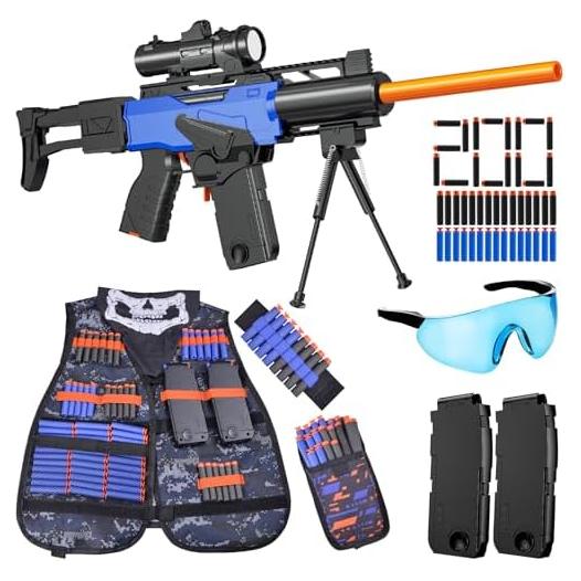 Rifle de francotirador automático Sanetan con chaleco táctico