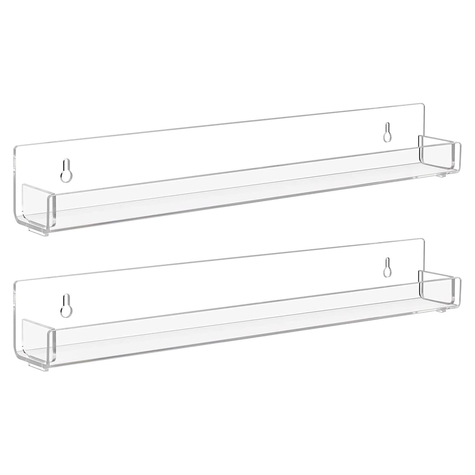 Estante Flotante de Acrílico Transparente Baosia - 2 Piezas 38x4x5cm