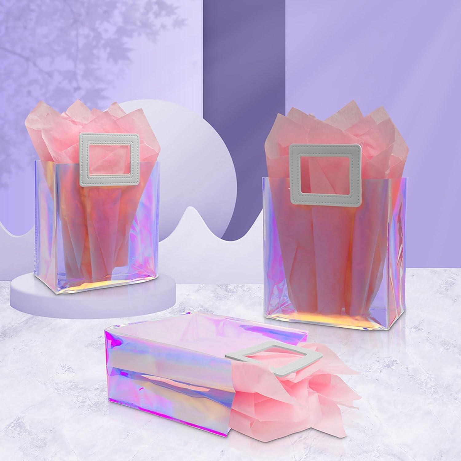 Bolsas de Regalo Transparentes Holográficas Caleihd 2-Pack 20x18x10cm