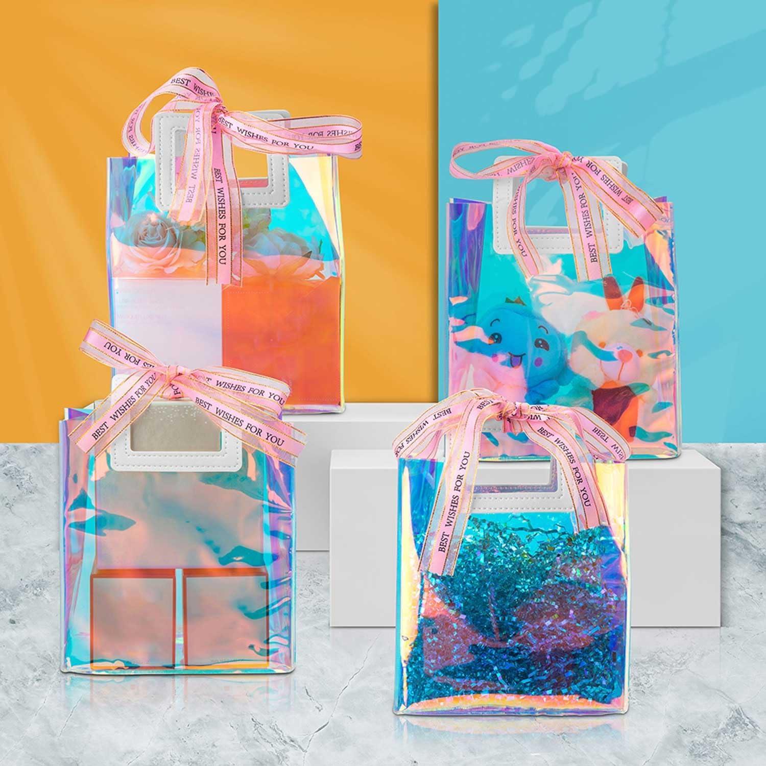 Bolsas de Regalo Transparentes Holográficas Caleihd 2-Pack 20x18x10cm