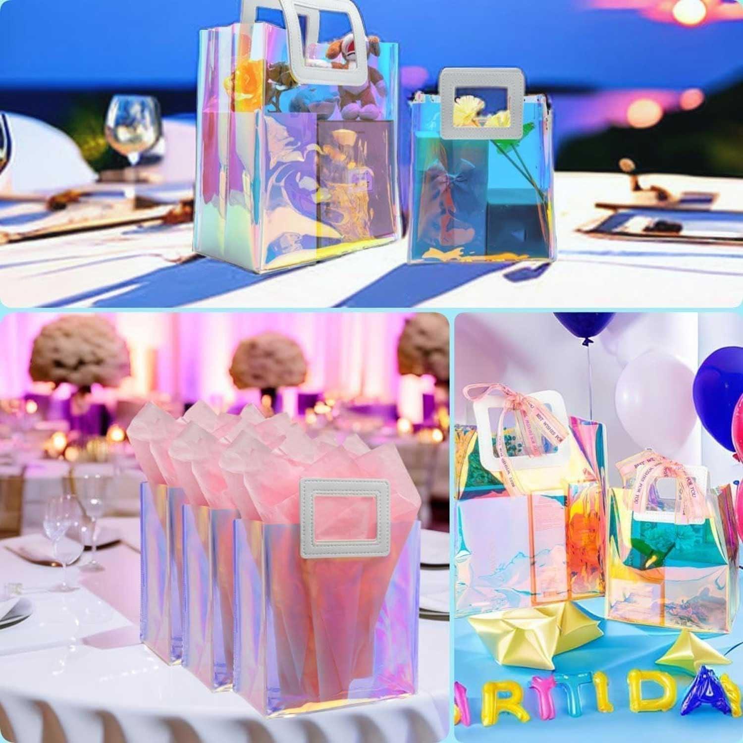 Bolsas de Regalo Transparentes Holográficas Caleihd 2-Pack 20x18x10cm