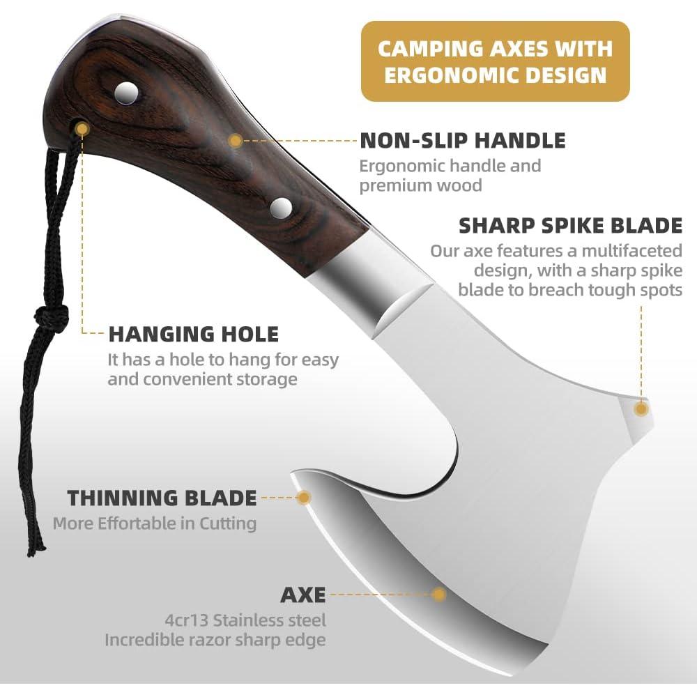 Hacha de Camping VCXOX de Acero Alto Carbono 23.1cm