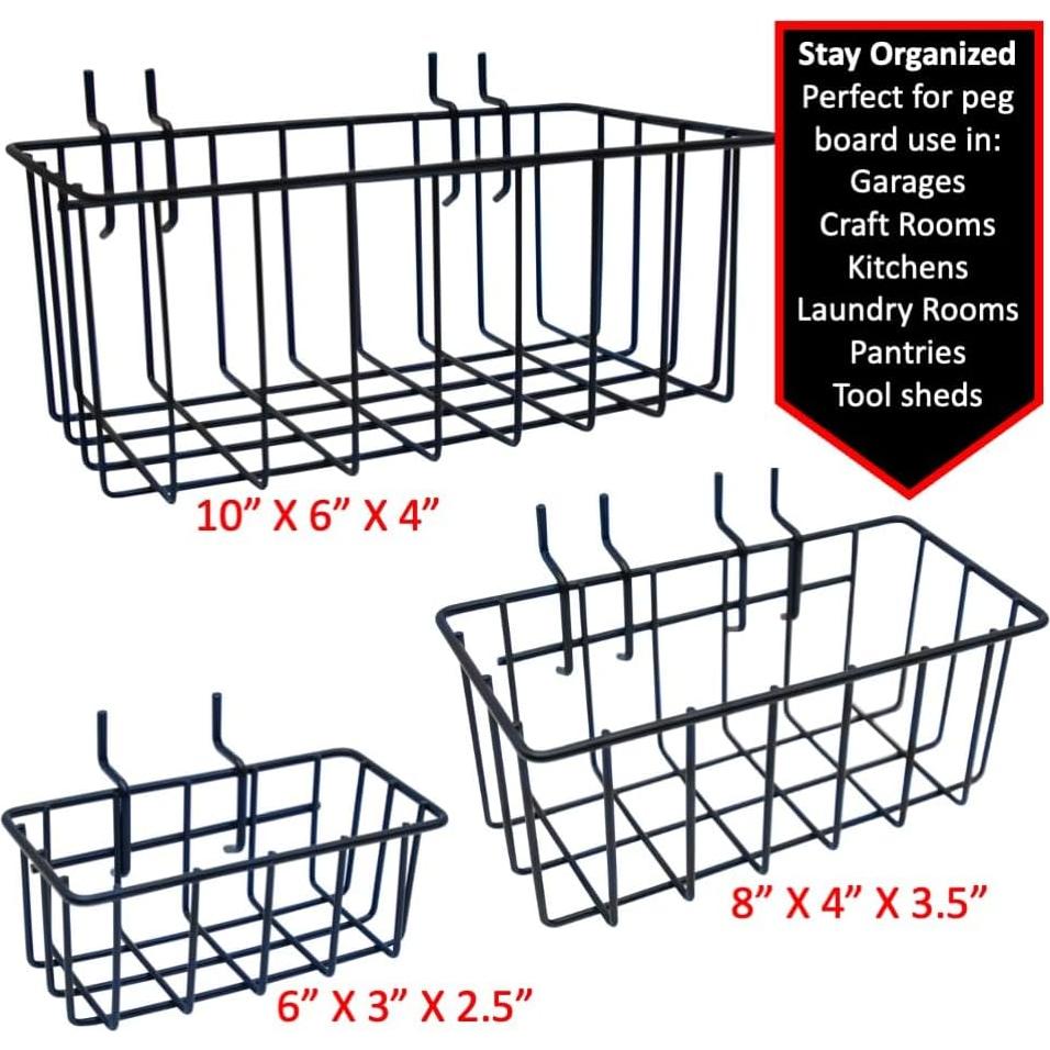 Cestas de Gancho MADD Tools para Tablero de Clavijas - 3 Piezas