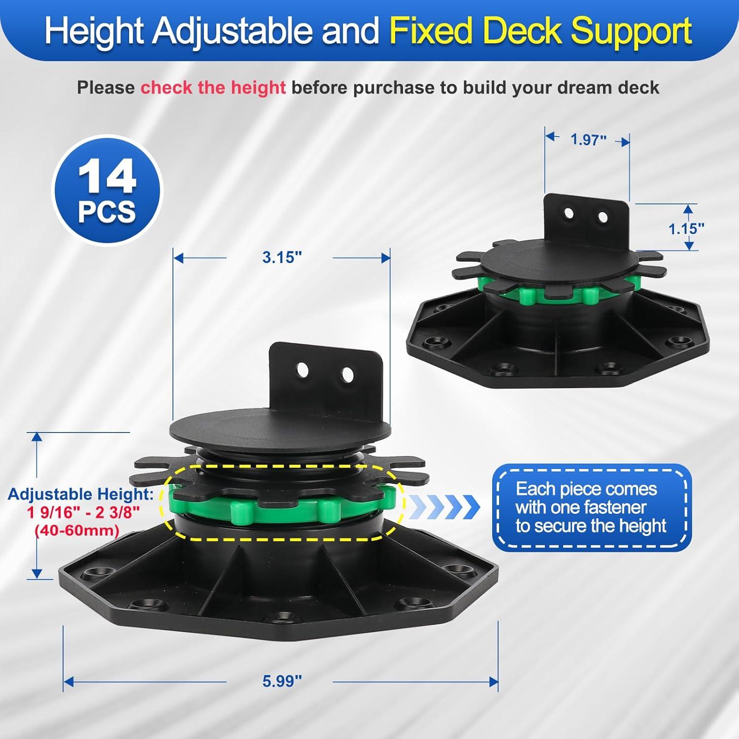Pedestal Soporte Ajustable Zylorix 14 Paquetes 40-60mm Negro