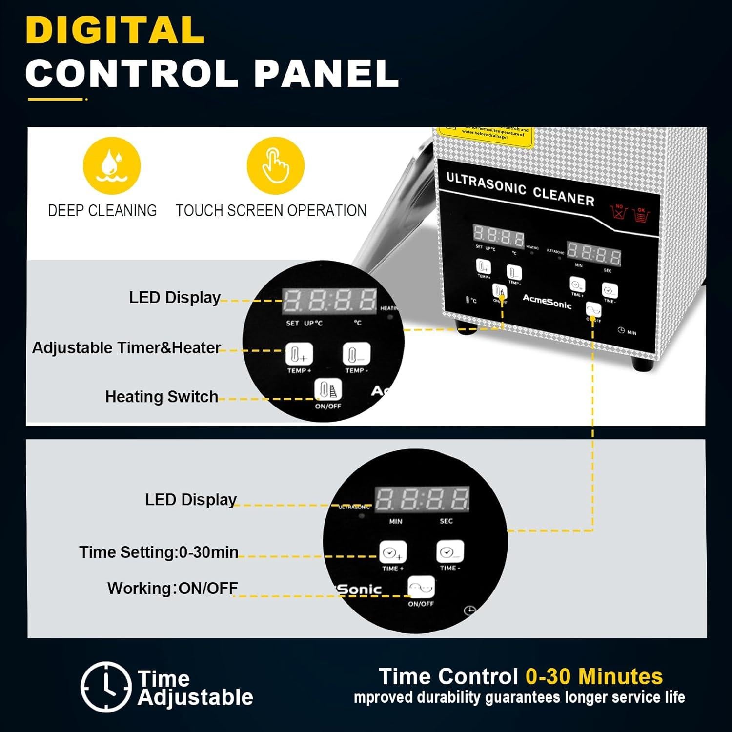 Limpiador Ultrasónico 2L ACMESONIC Digital Acero Inoxidable