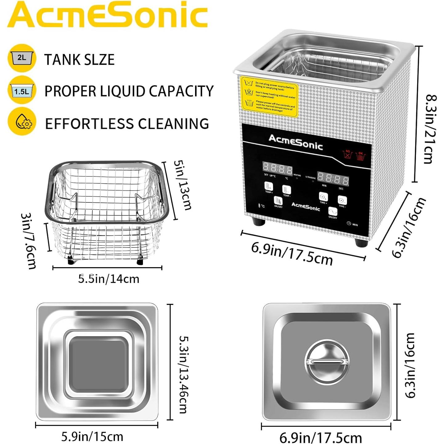 Limpiador Ultrasónico 2L ACMESONIC Digital Acero Inoxidable