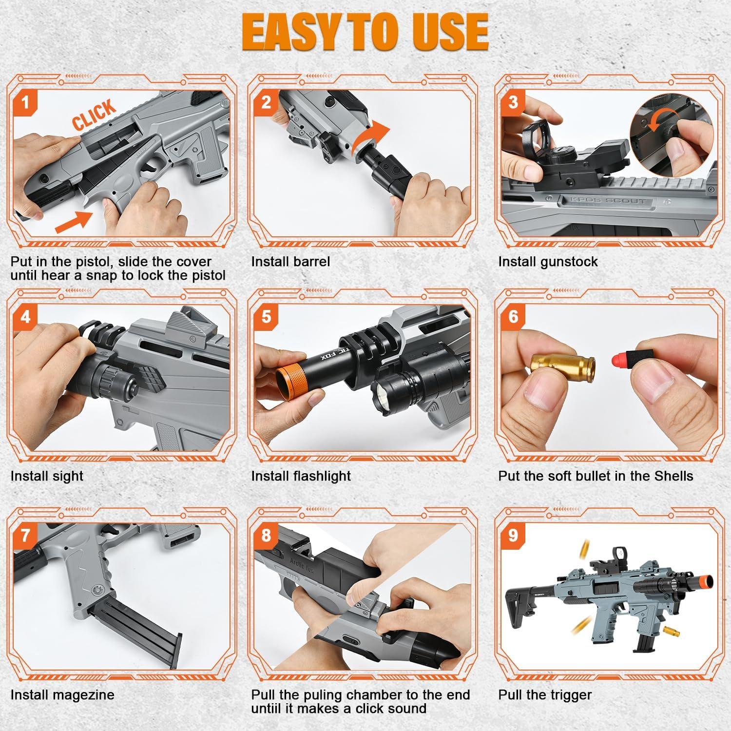 Blaster de Juguete PIXATA con 80 Balas de Espuma y 2 Cargadores