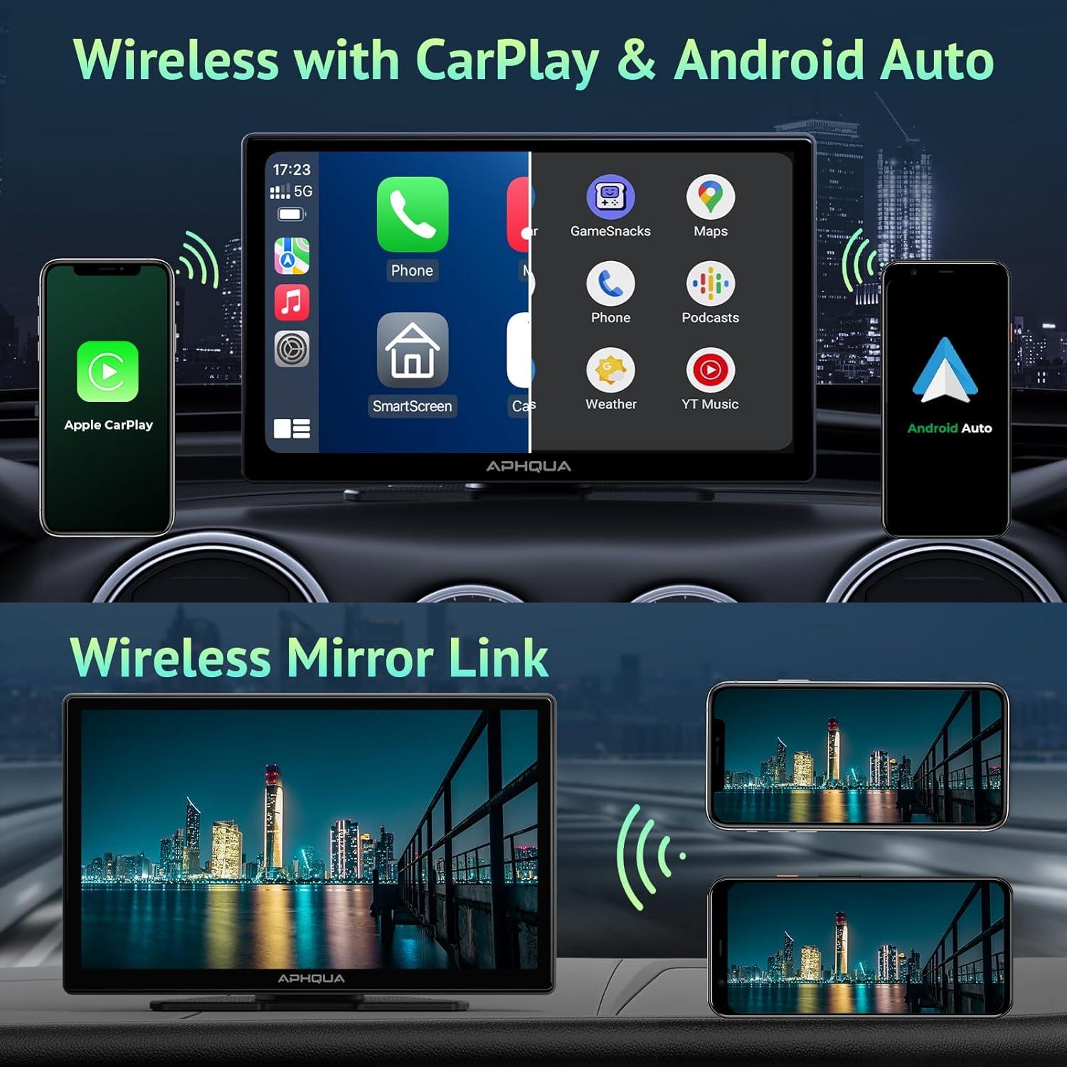 Pantalla Portátil 9" CarPlay Android Auto Inalámbrico 2.5K