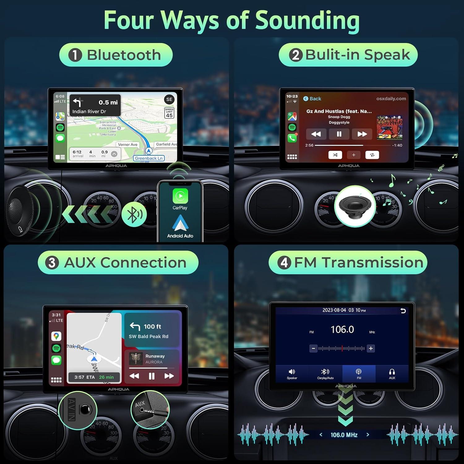 Pantalla Portátil 9" CarPlay Android Auto Inalámbrico 2.5K