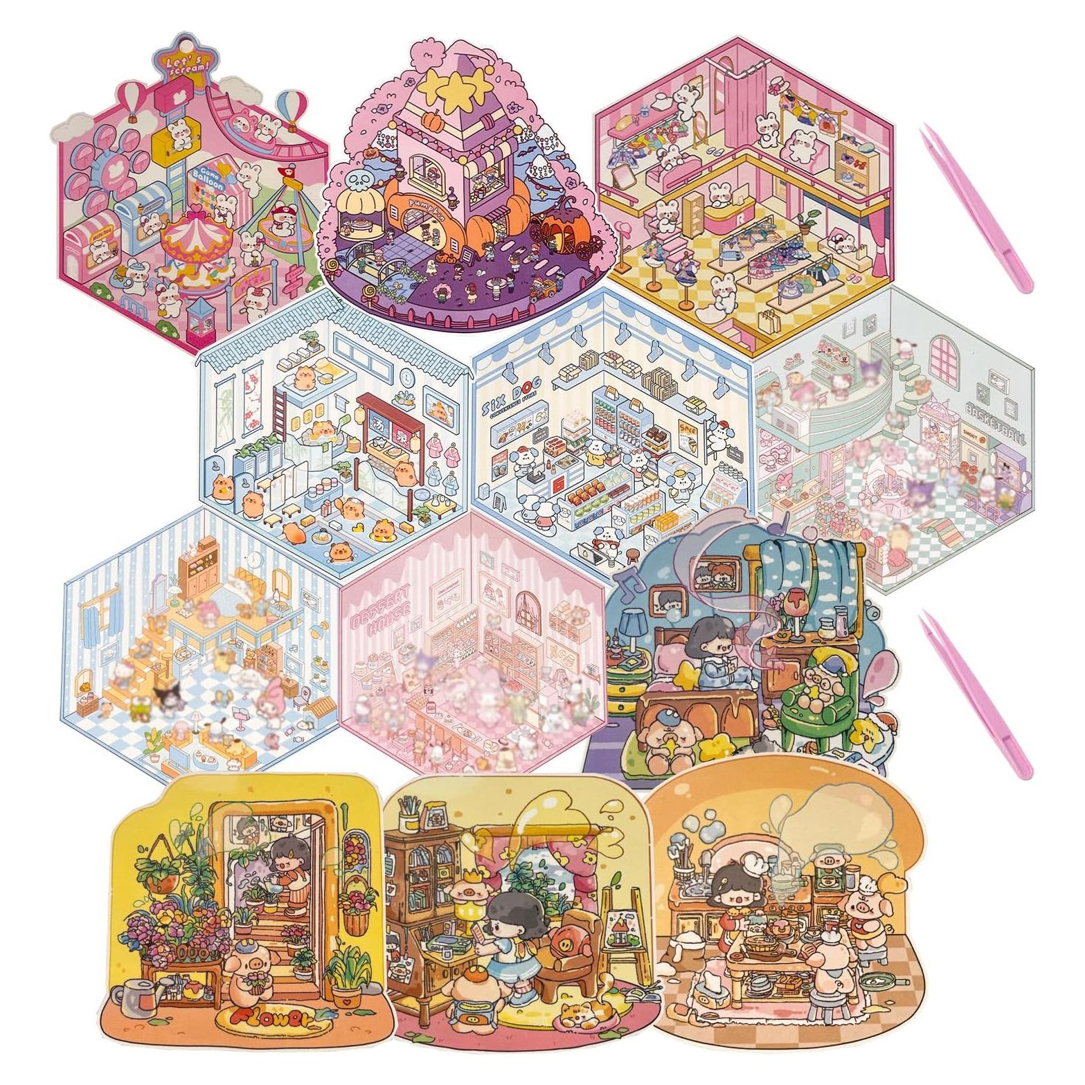 Pegatinas 3D UQRUI para Decoración de Habitaciones - 12 Pcs B