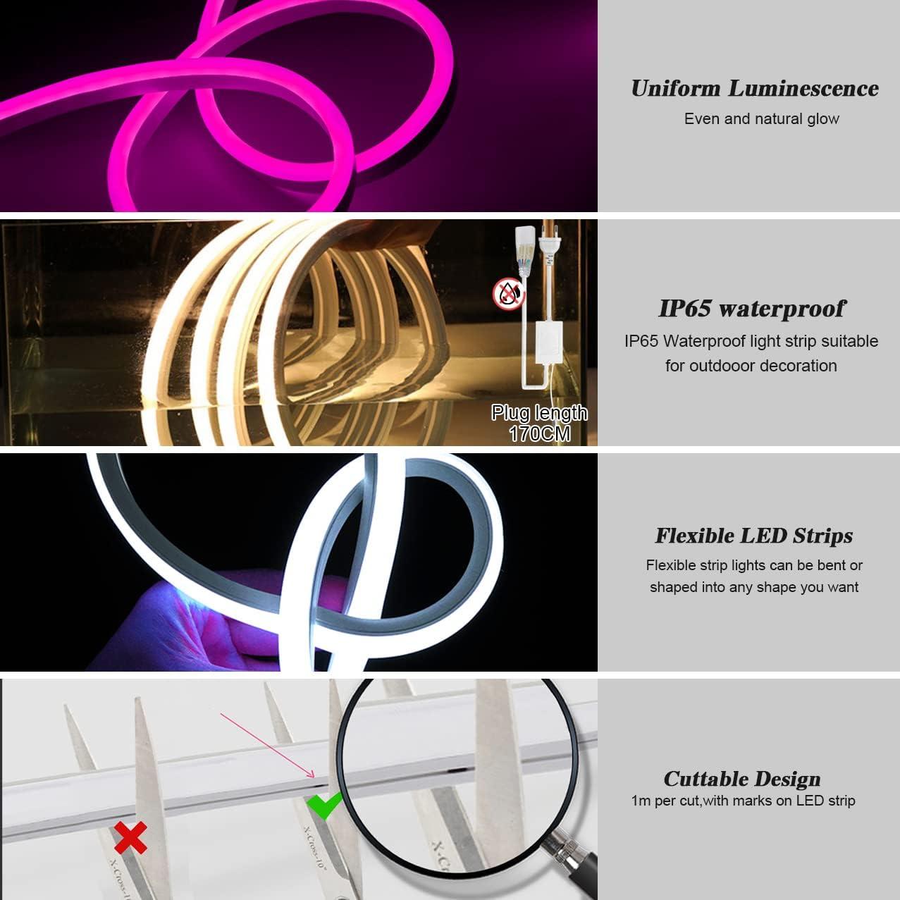 Tira de Luz LED Neón RGB 15m KSIBNW Control Remoto APP IP65