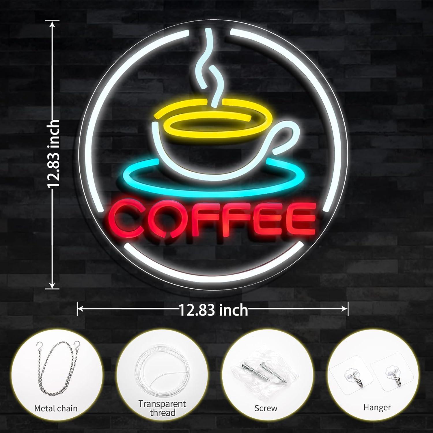 Luz de Neón LED Gevbay Taza de Café 32.6 cm Decorativa
