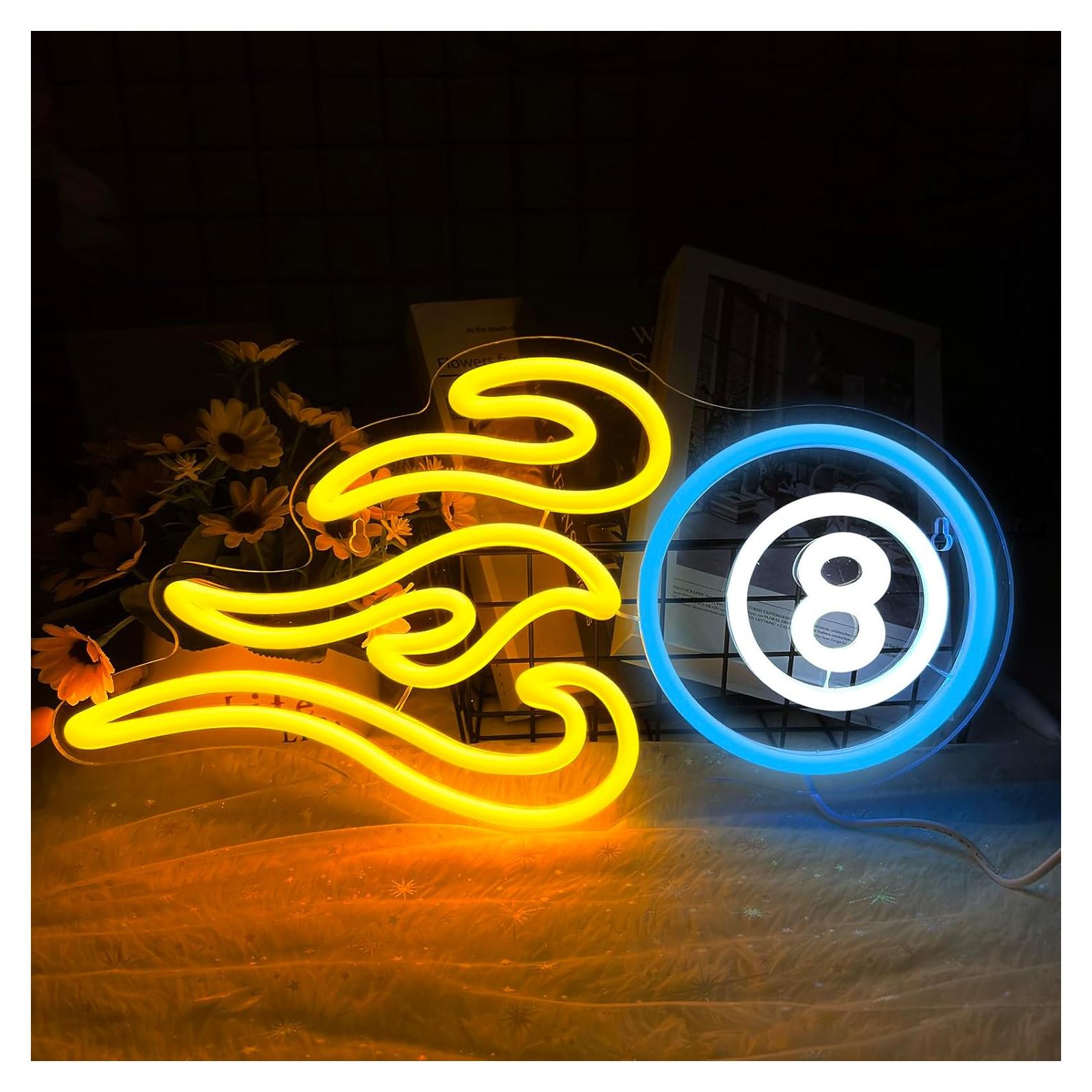 Luz de Neón LED Billar 8 IMEGINA 40x21 cm USB Dimmable