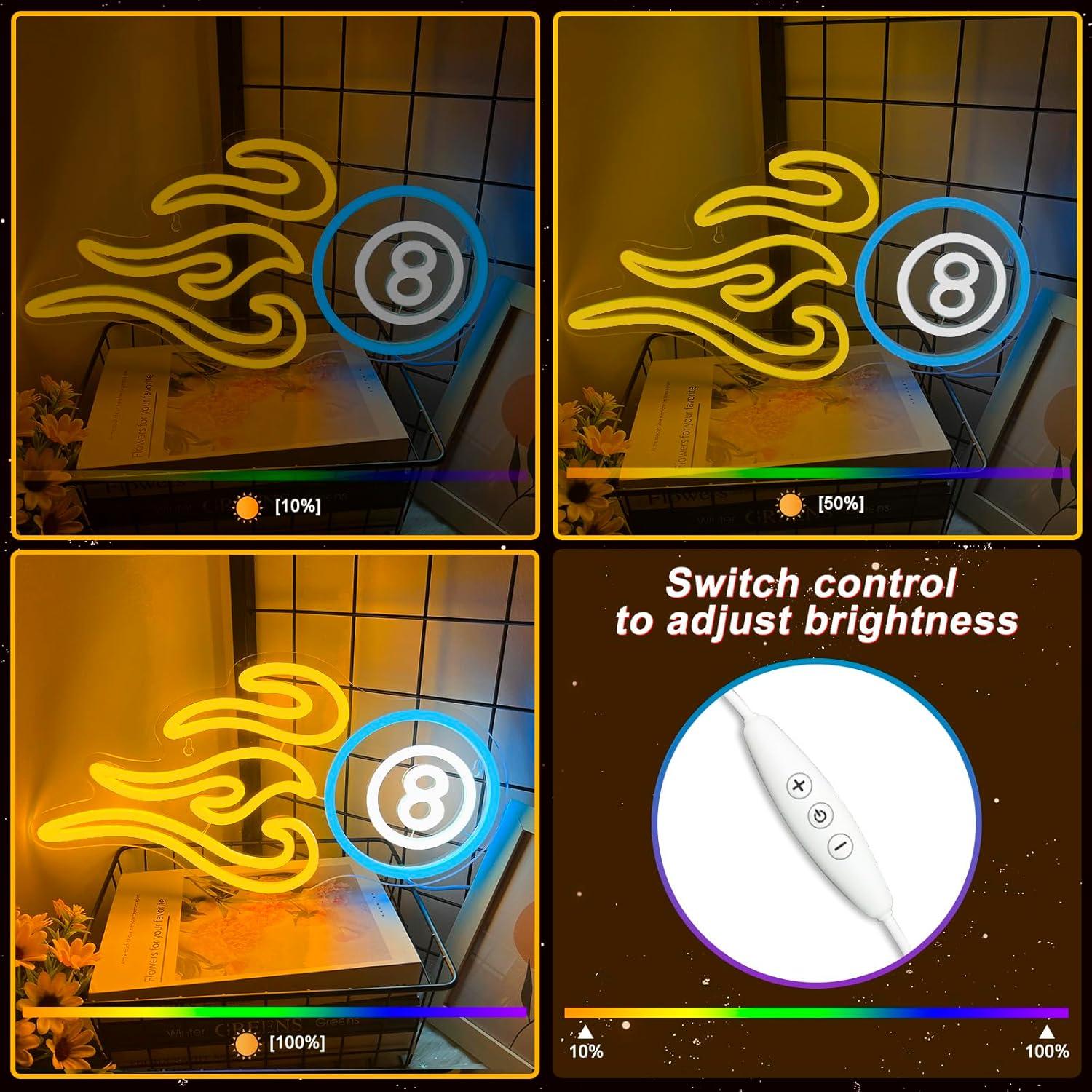 Luz de Neón LED Billar 8 IMEGINA 40x21 cm USB Dimmable