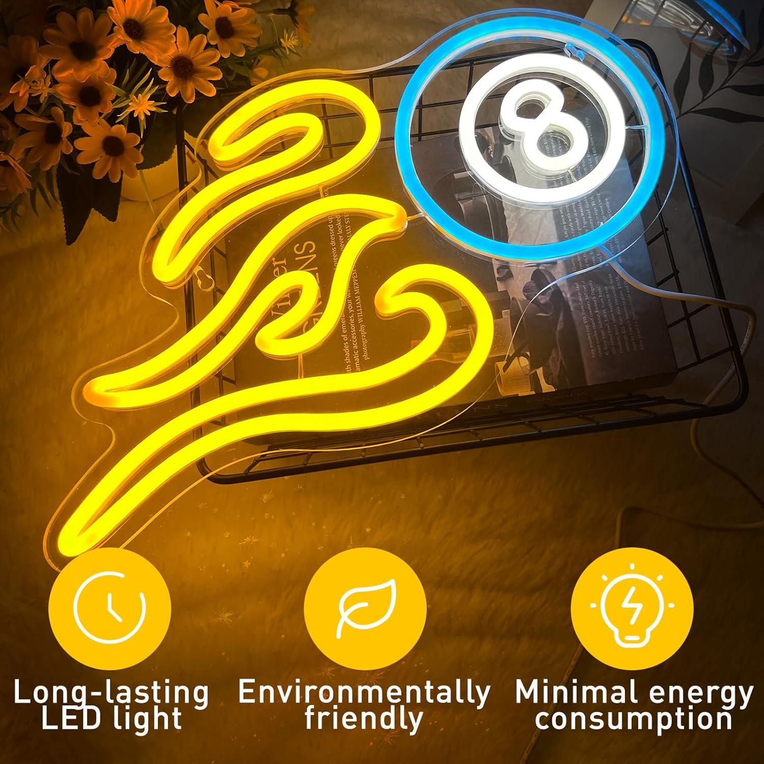 Luz de Neón LED Billar 8 IMEGINA 40x21 cm USB Dimmable