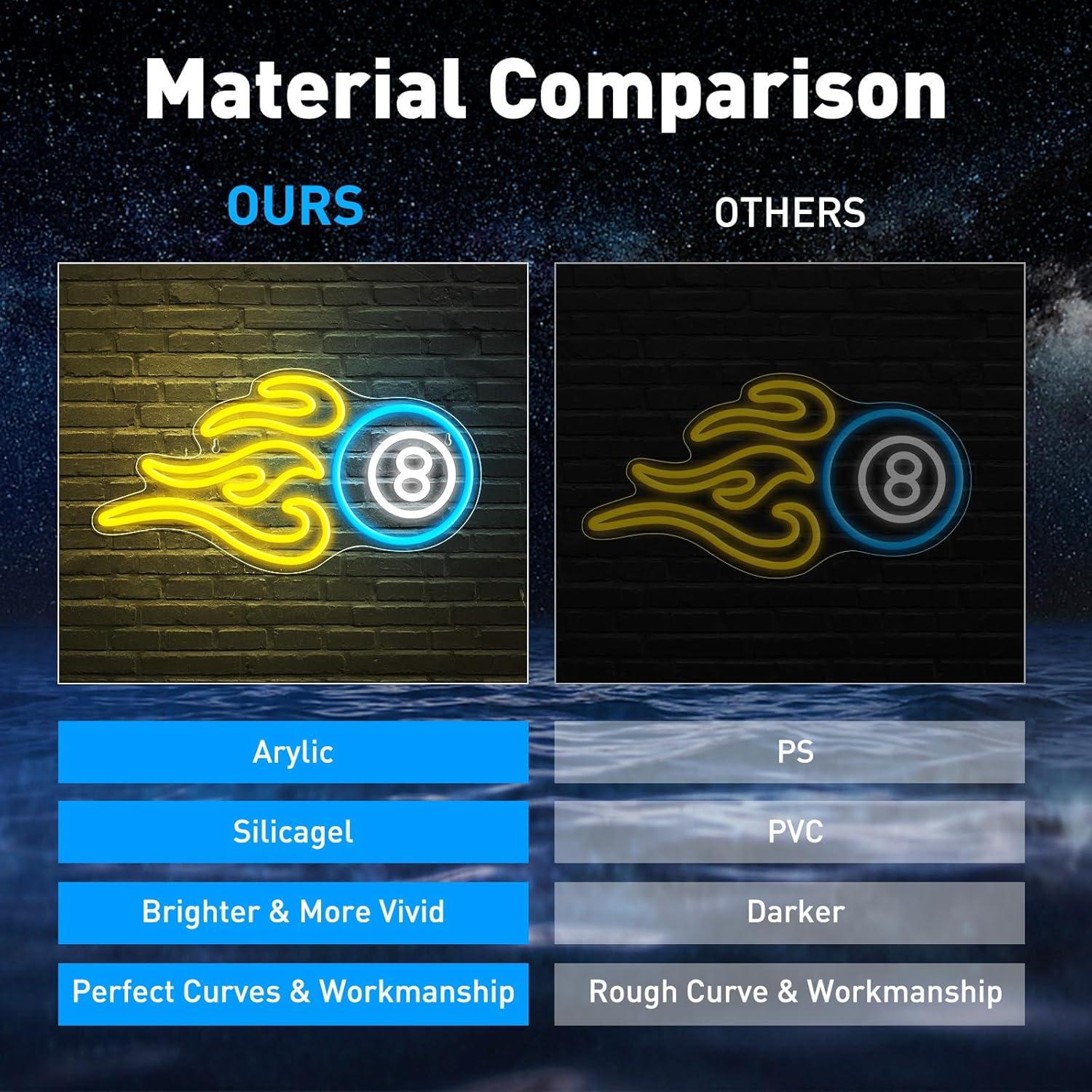 Luz de Neón LED Billar 8 IMEGINA 40x21 cm USB Dimmable