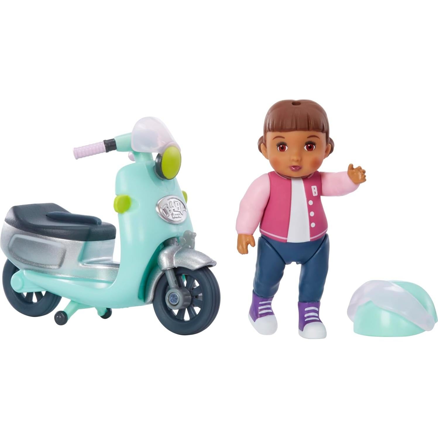 Set de Juego BABY born MINIS - Muñeca 6.98 cm, Scooter y Casco
